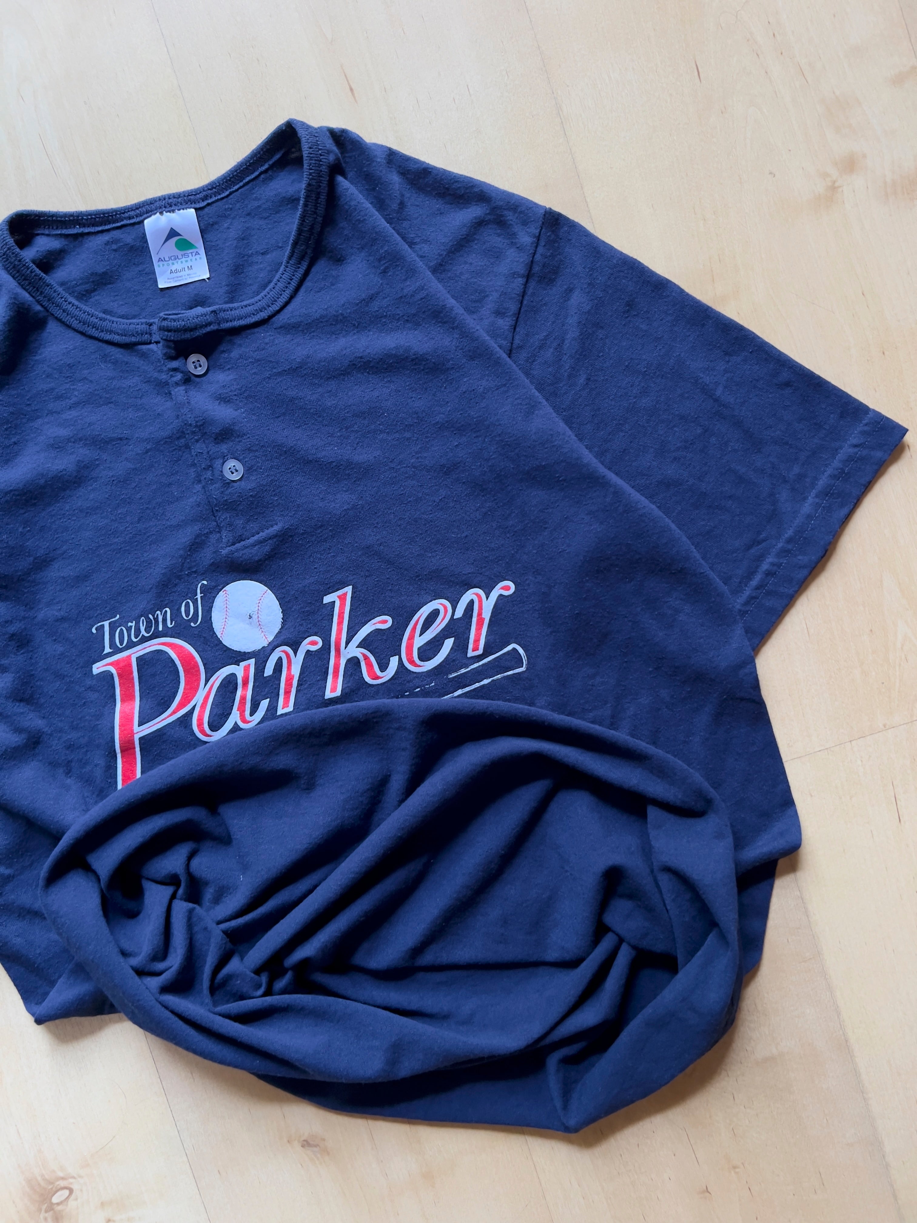 BLUE 'TOWN OF PARKER BASEBALL' HENLEY - S/M AT JIM'S