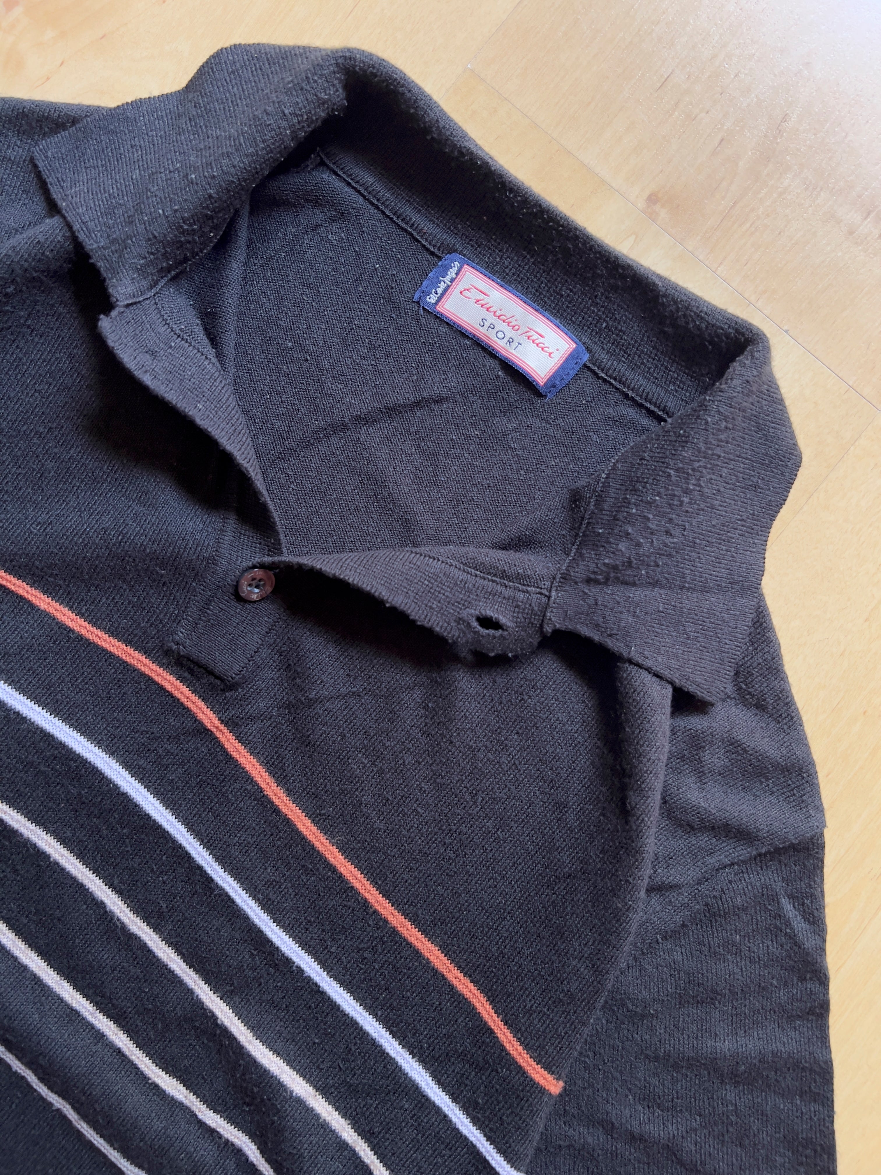 BLACK STRIPED POLO - M AT JIM'S