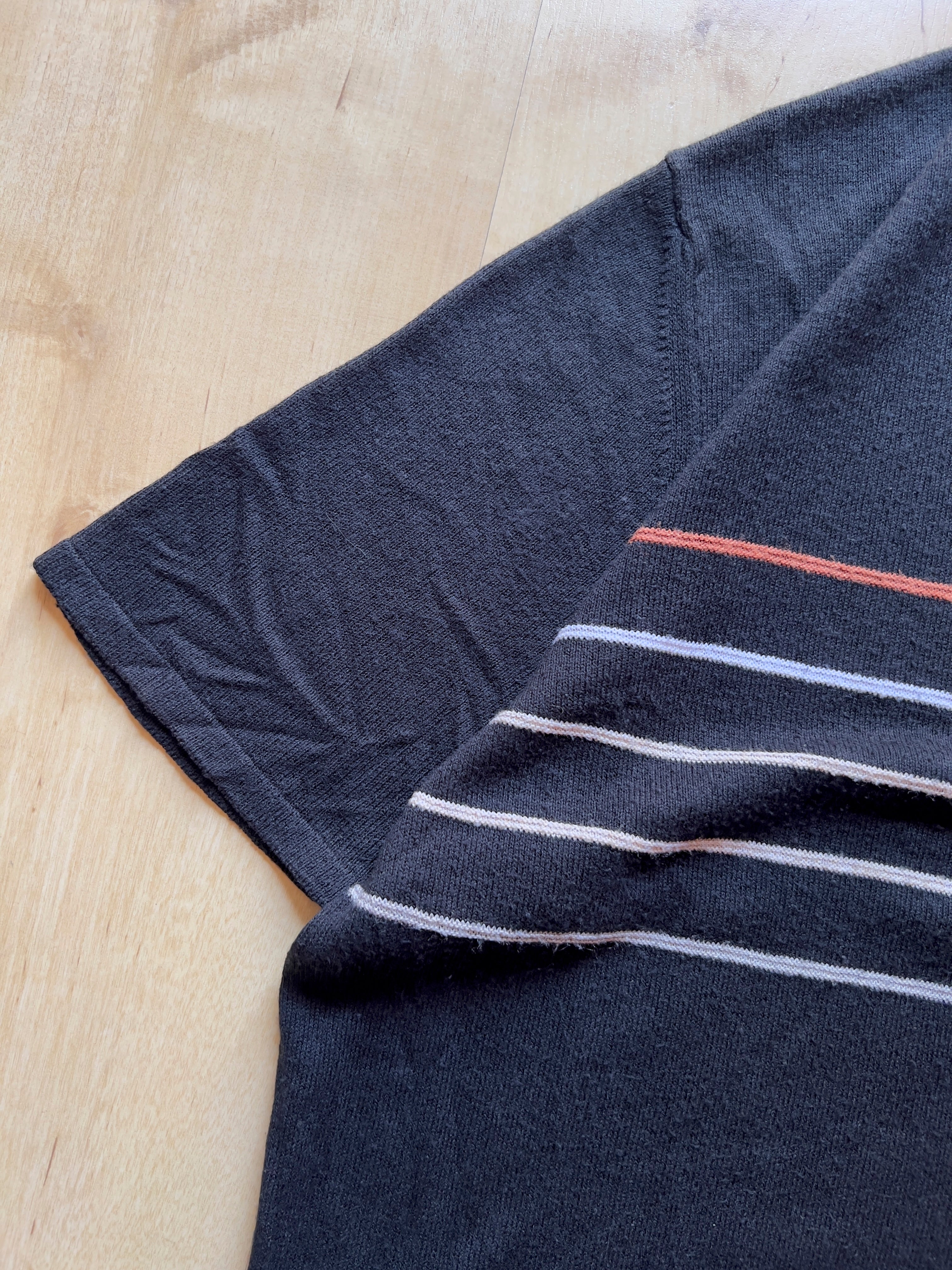 BLACK STRIPED POLO - M AT JIM'S