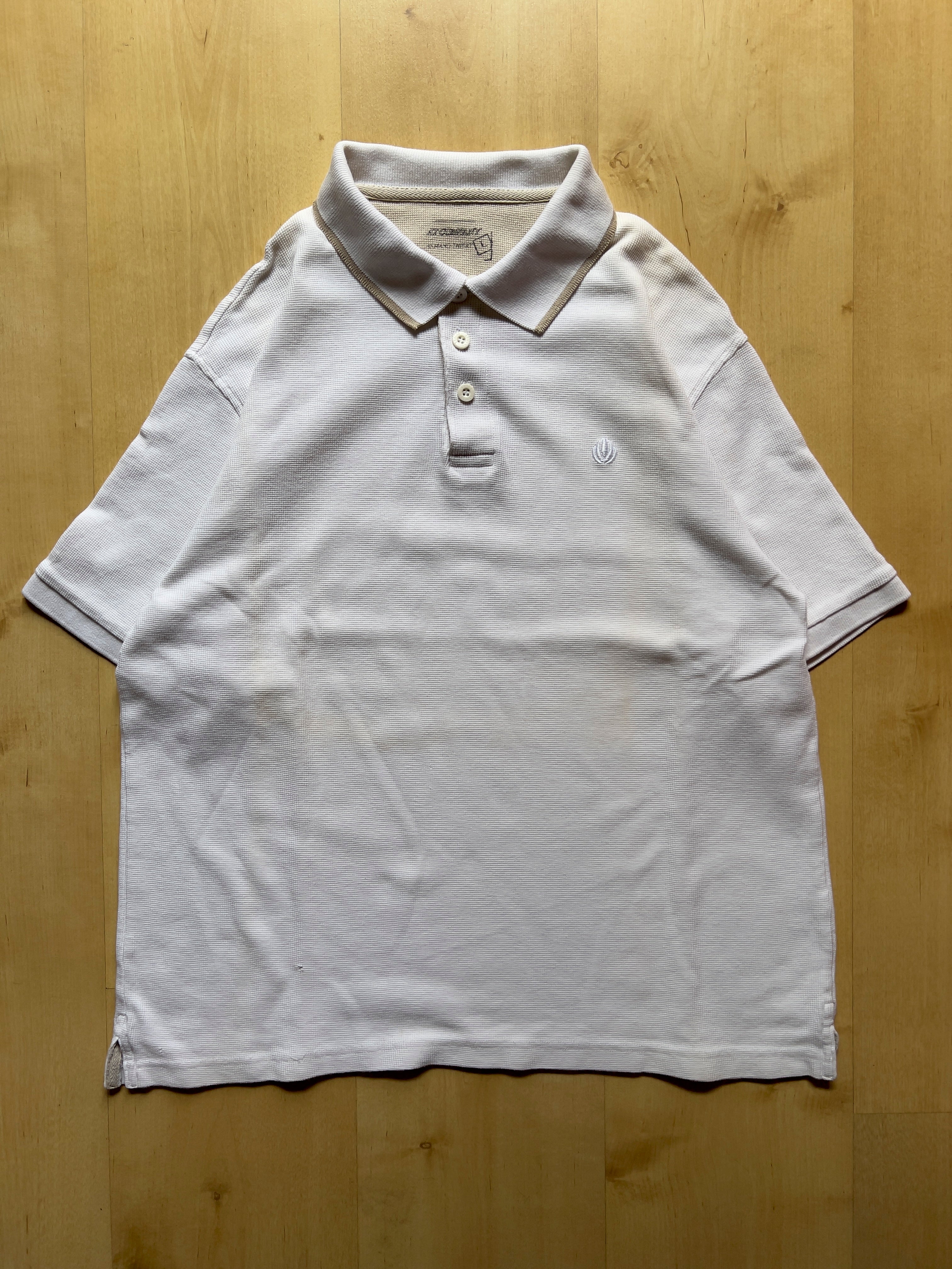 WHITE WAFFLE POLO - L AT JIM'S
