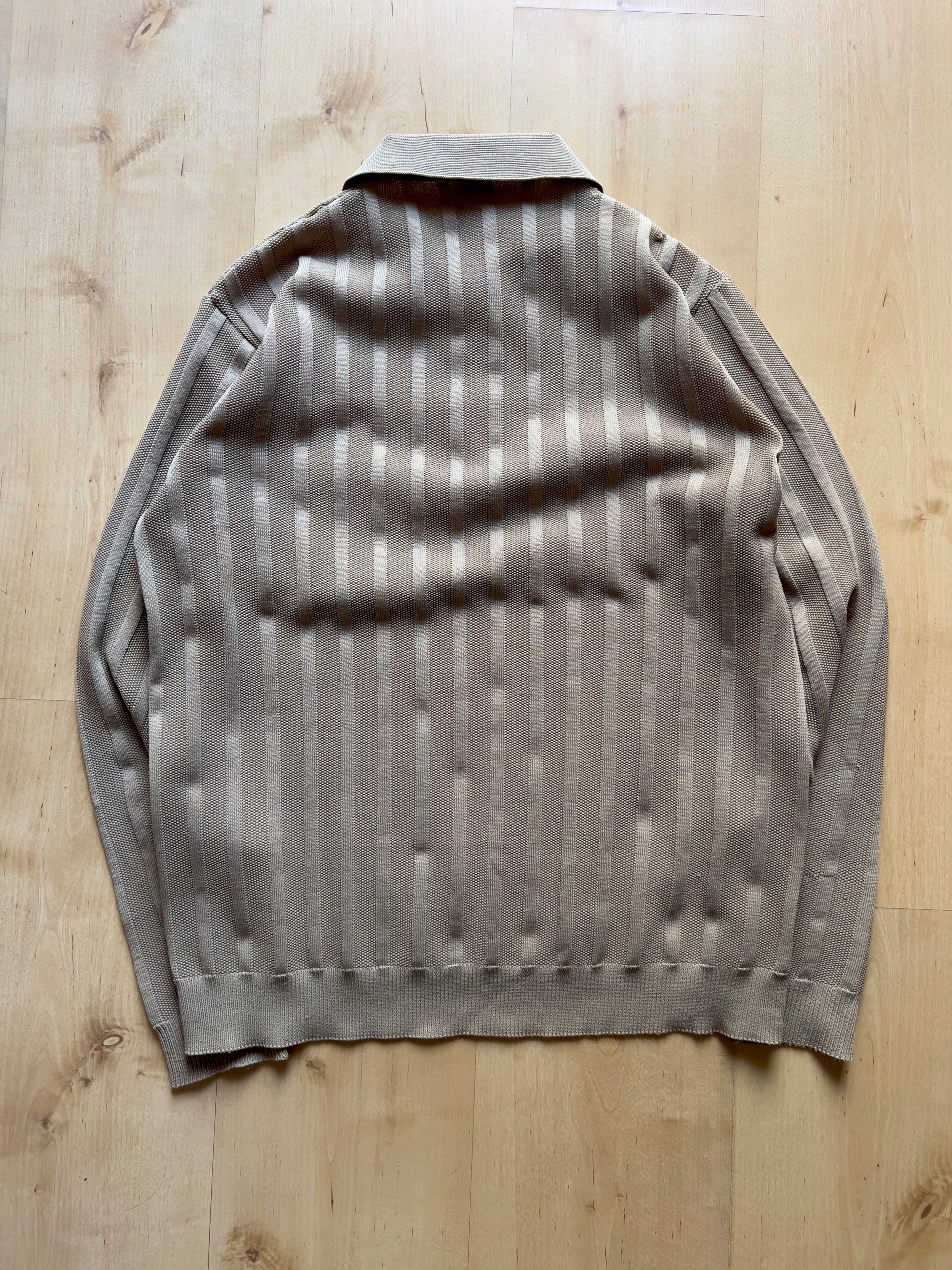 KHAKI LONG-SLEEVED KNITTED POLO - S AT JIM'S