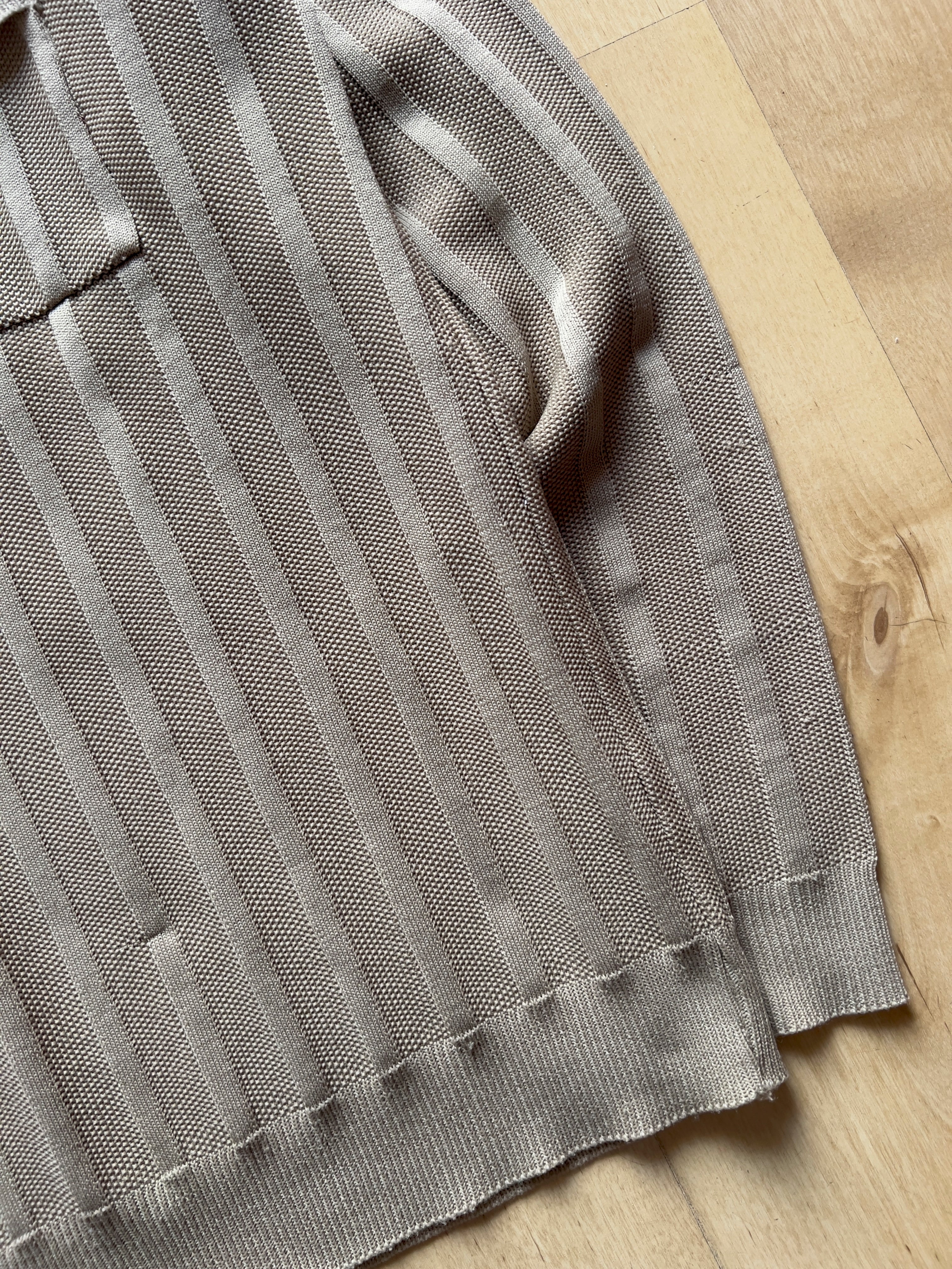 KHAKI LONG-SLEEVED KNITTED POLO - S AT JIM'S