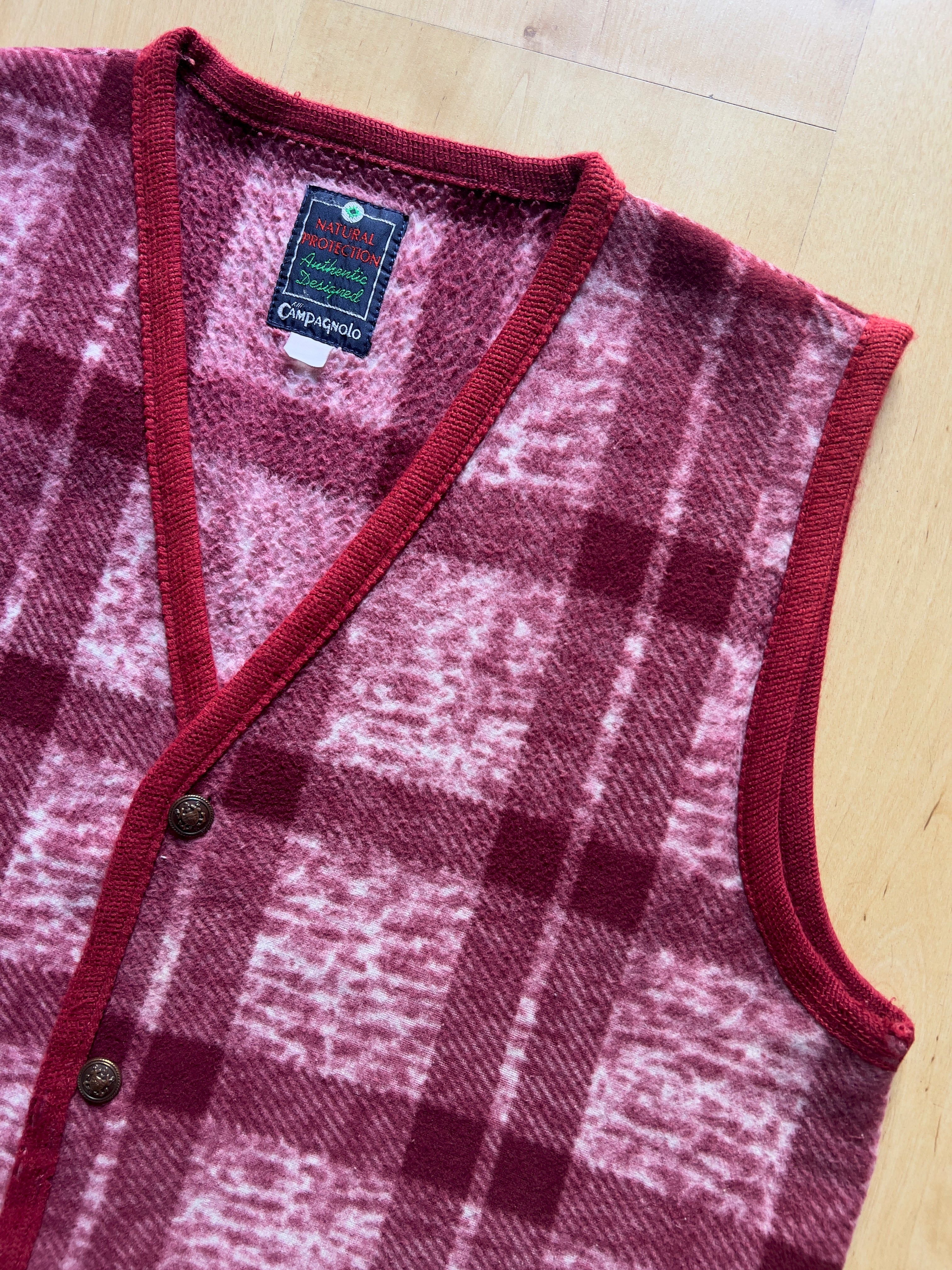 RED CHECKED VEST - XS/S AT JIM'S