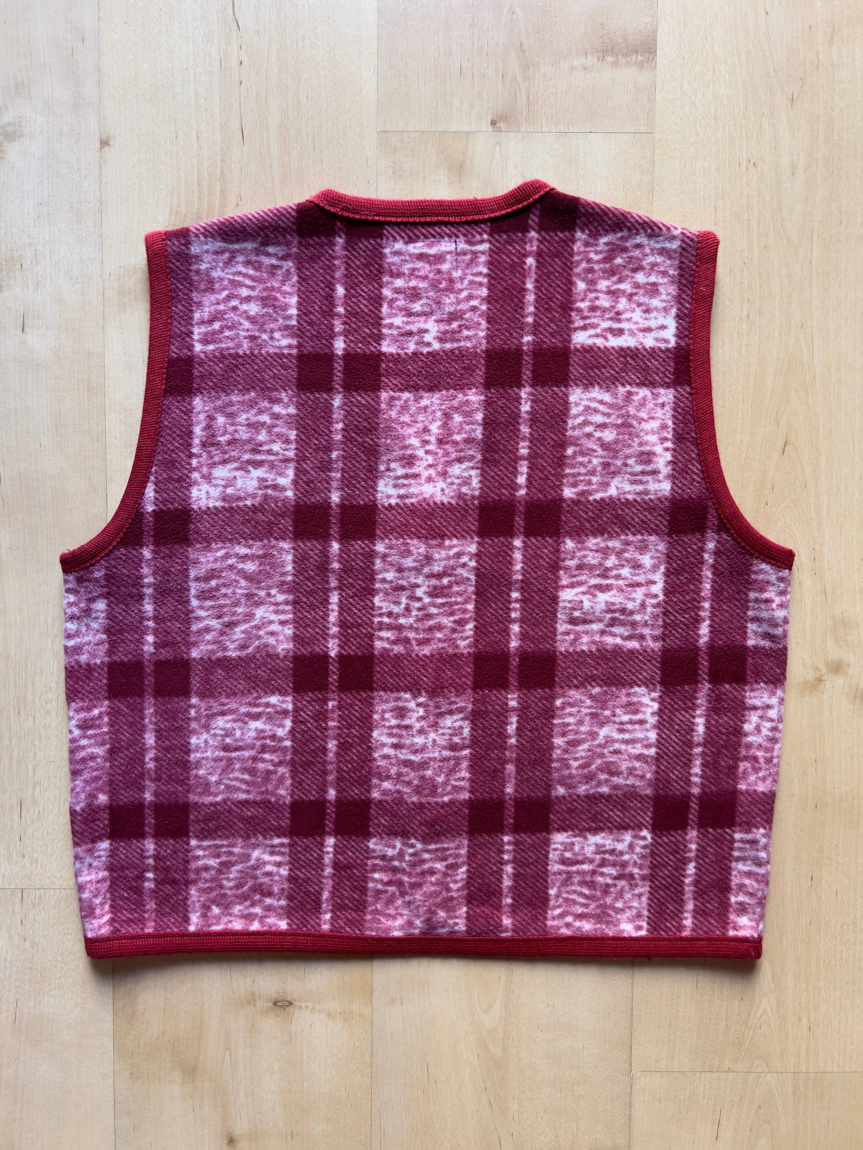 RED CHECKED VEST - XS/S AT JIM'S