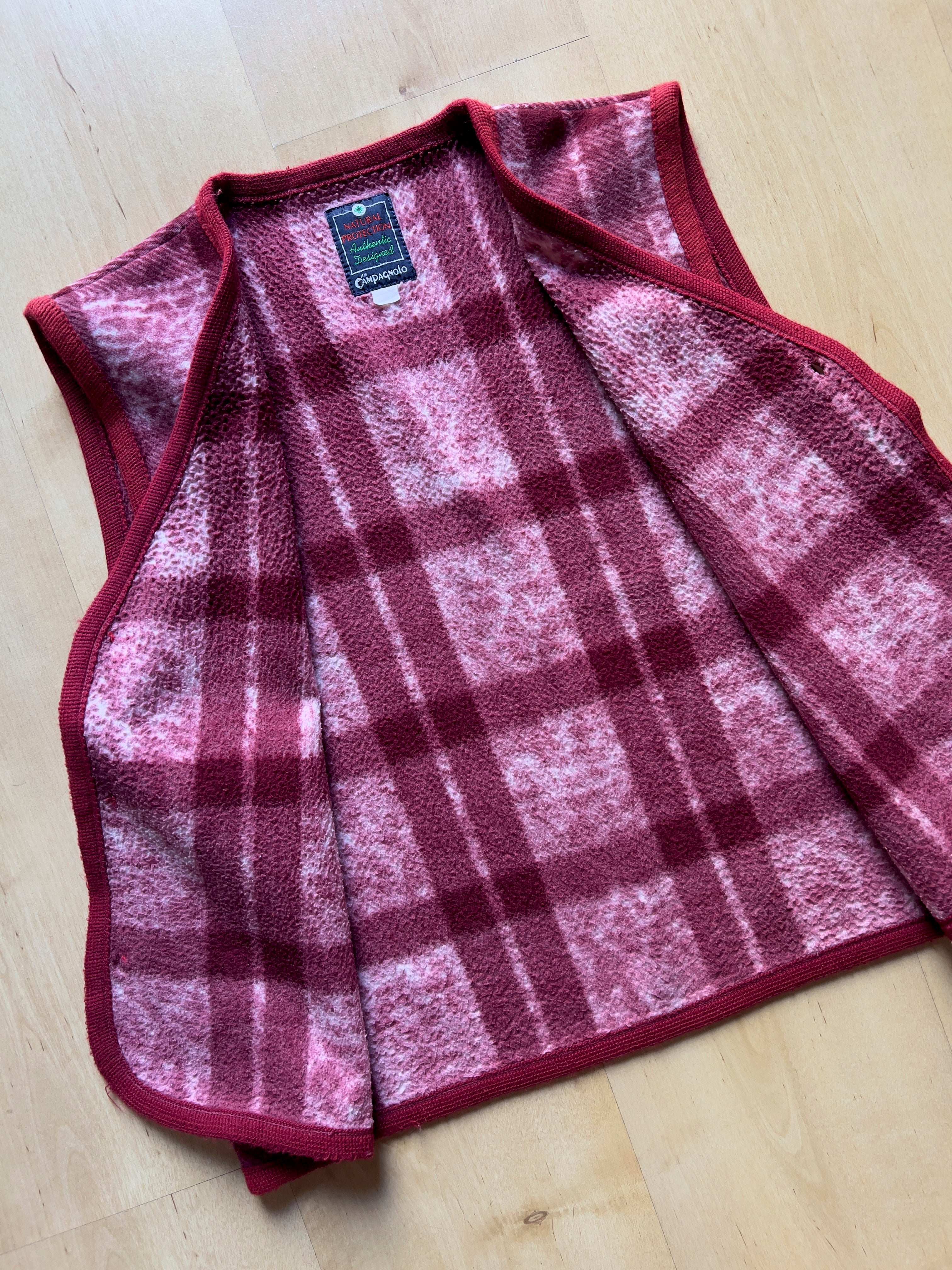 RED CHECKED VEST - XS/S AT JIM'S