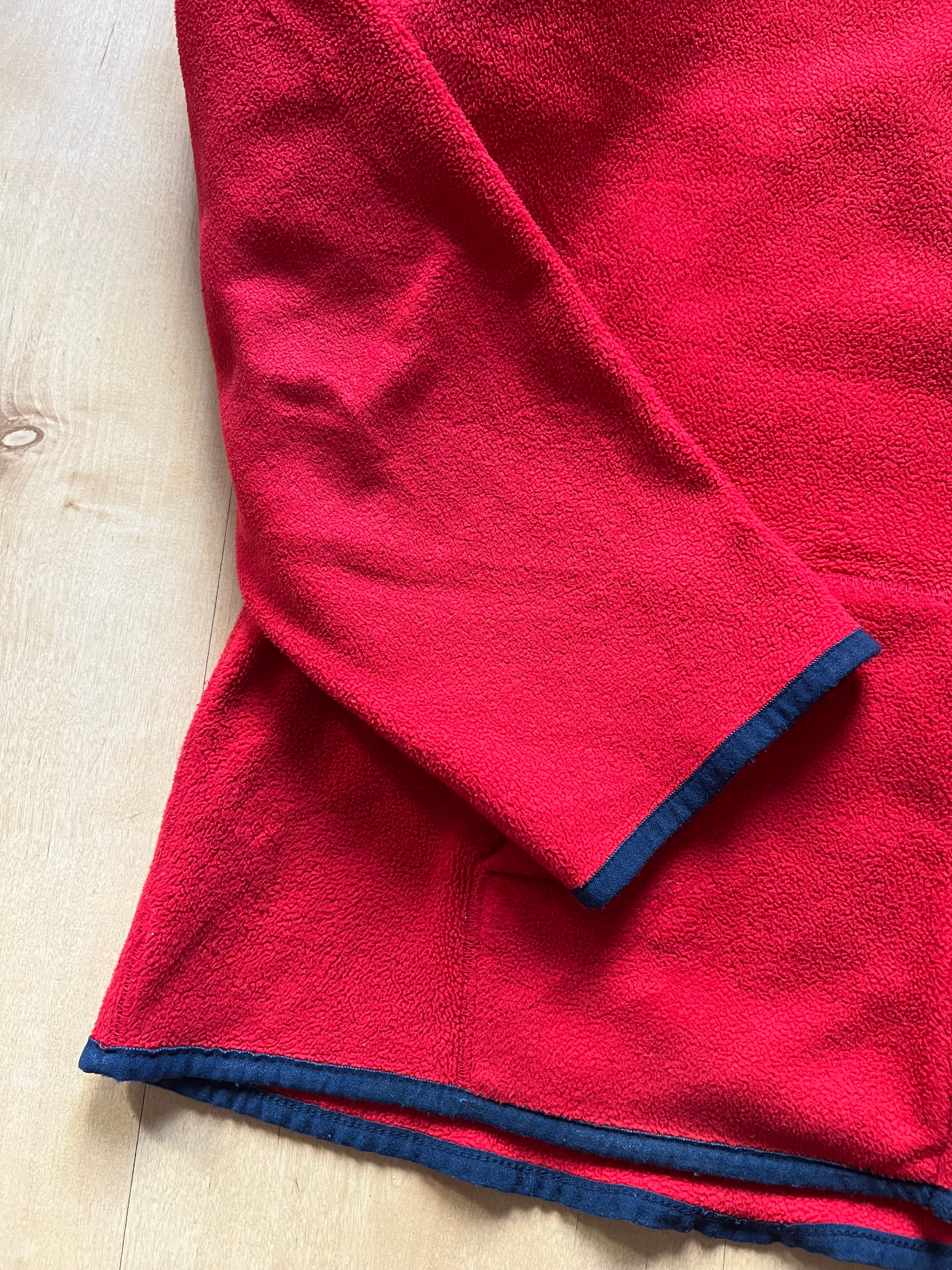 RED POLO ZIPPED FLEECE HOODIE - S AT JIM'S
