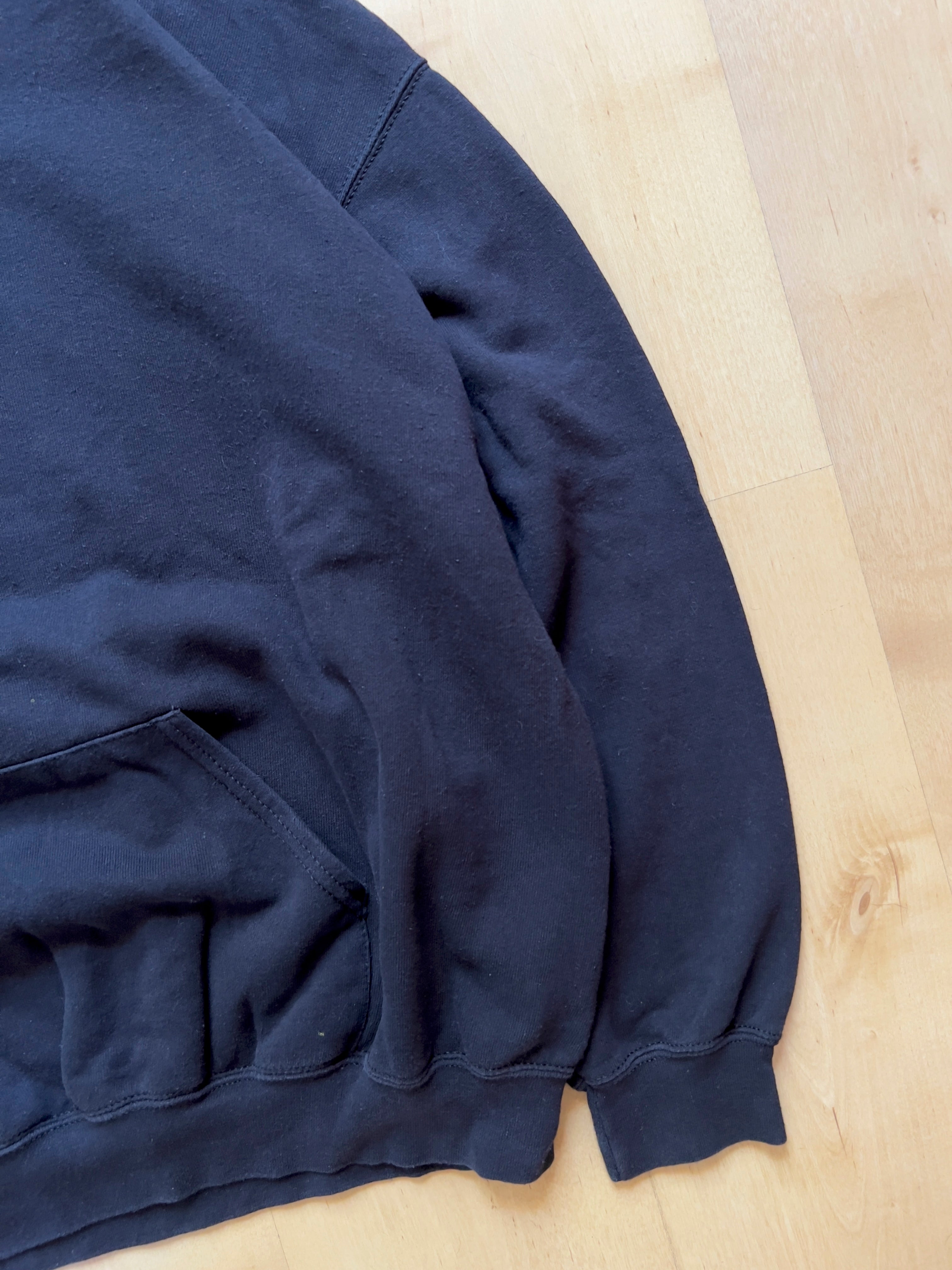 BLACK FRUIT OF THE LOOM HOODIE - L/XL AT JIM'S