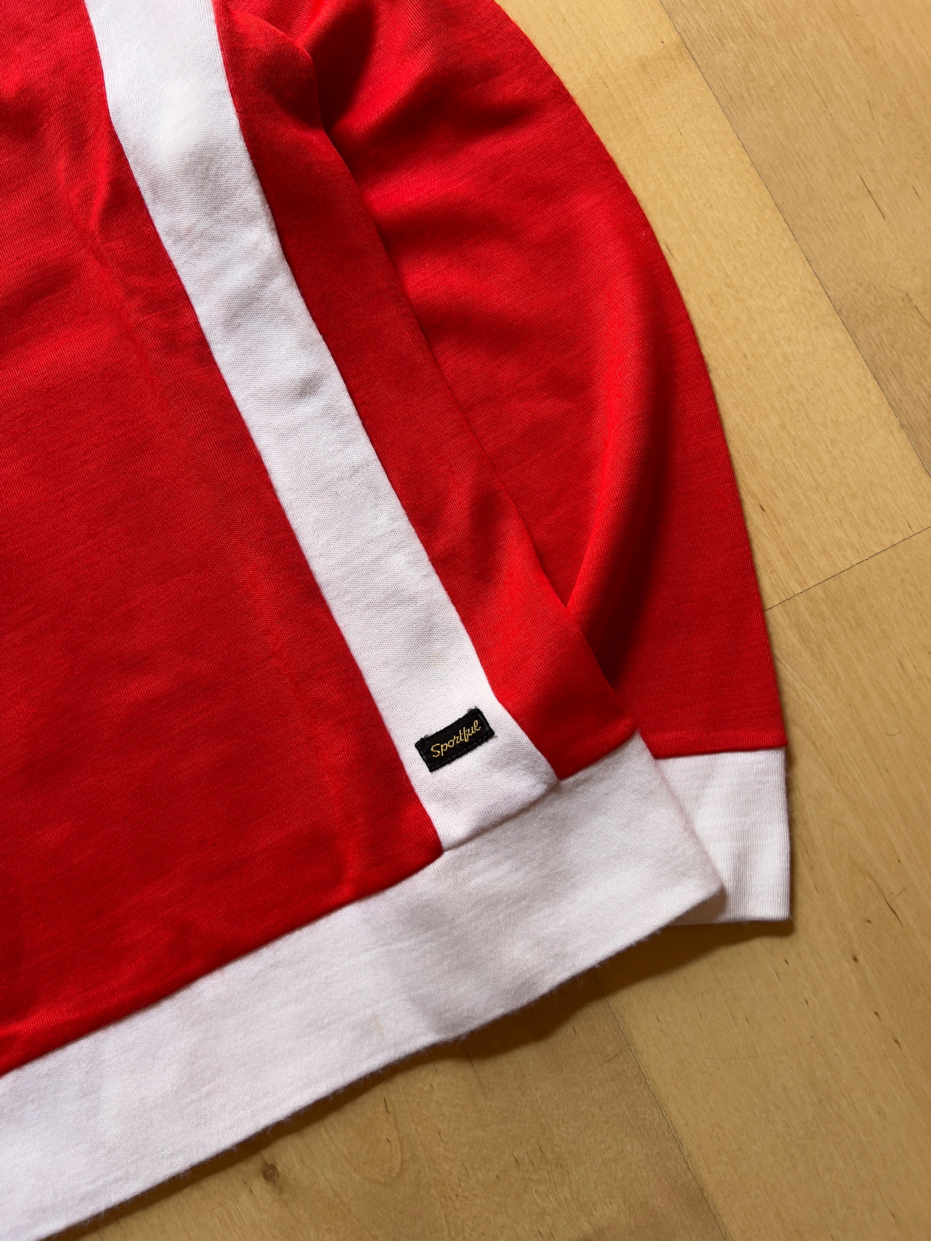 RED/WHITE HALF ZIP UP - S AT JIM'S