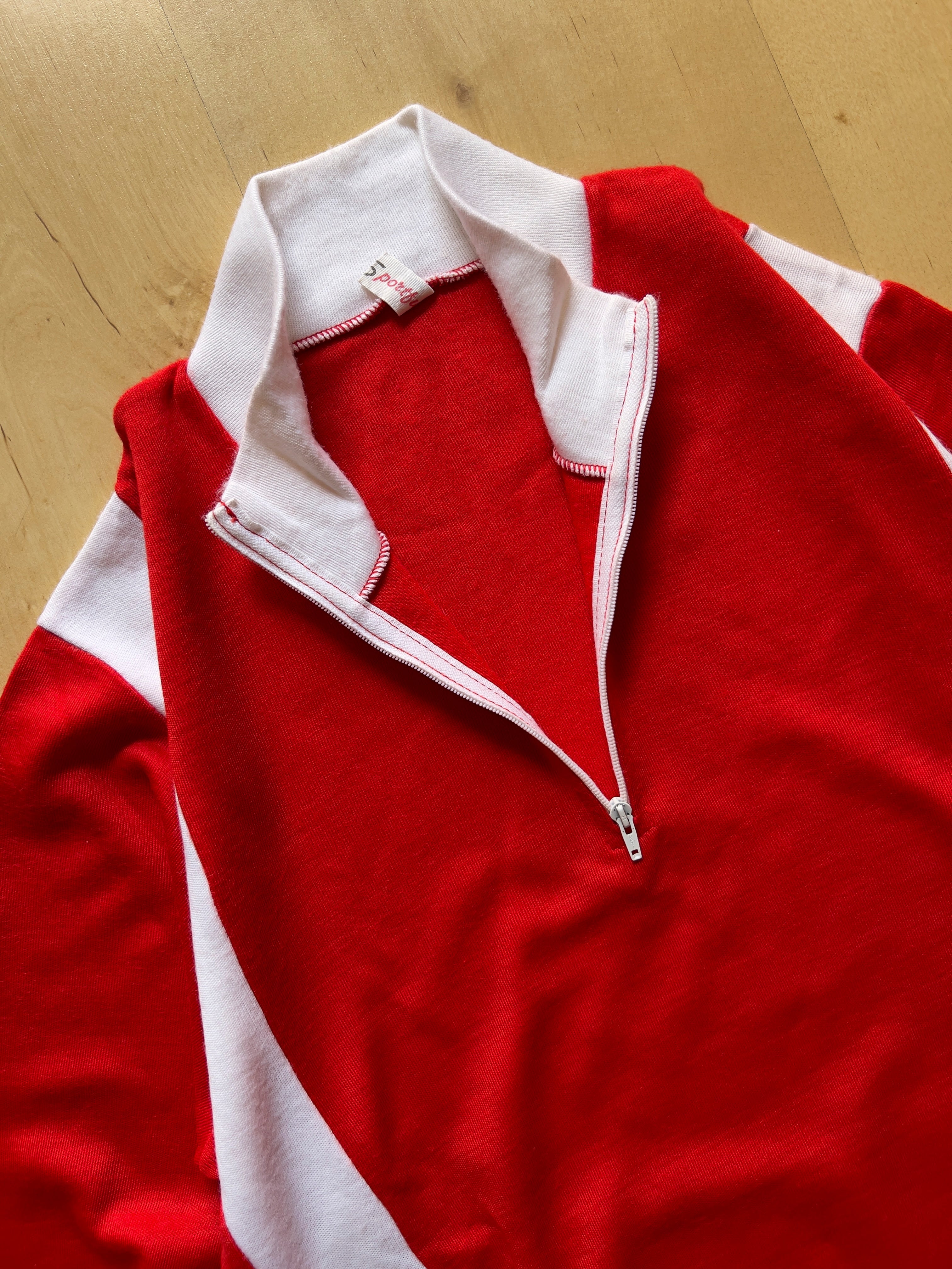 RED/WHITE HALF ZIP UP - S AT JIM'S