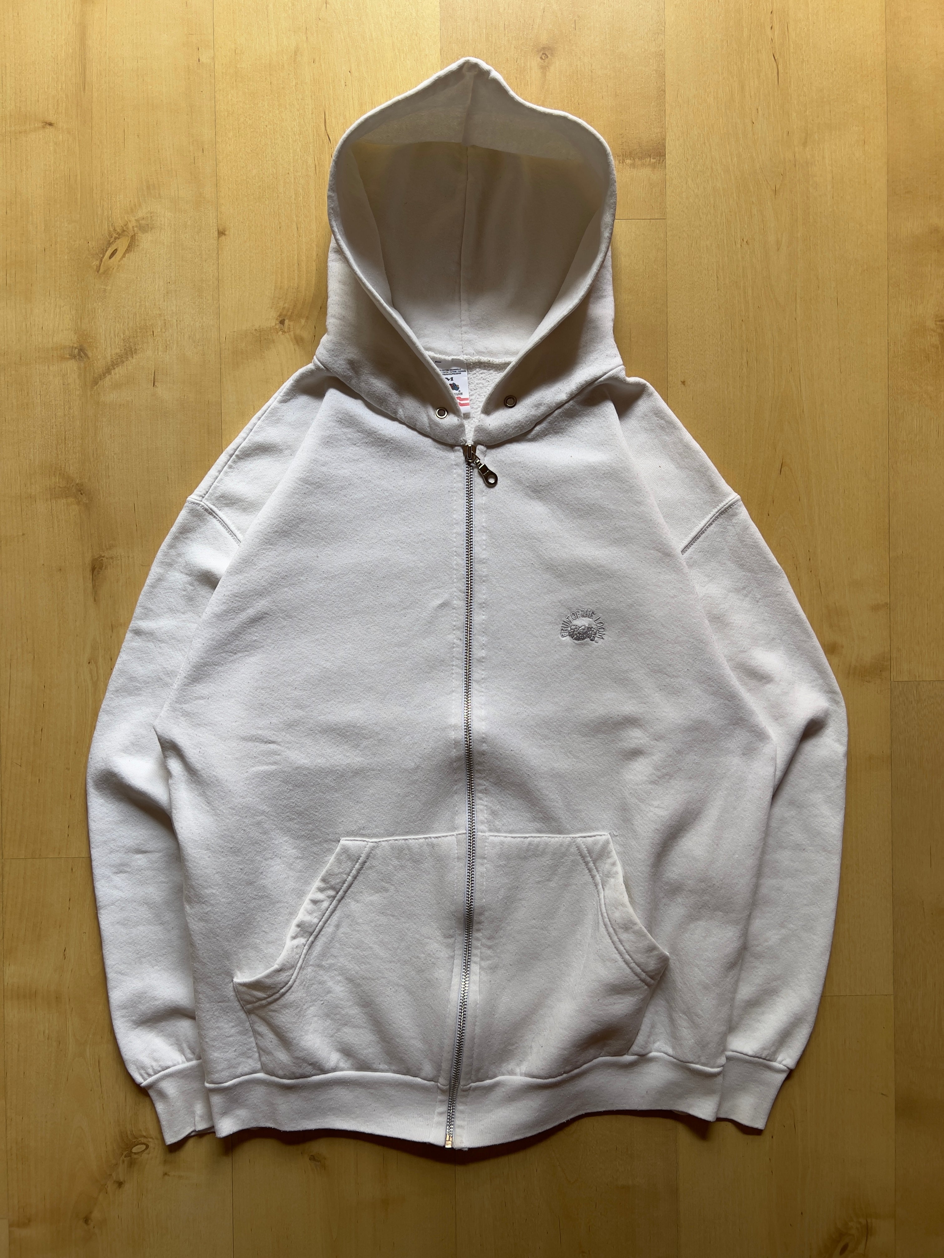 WHITE FRUIT OF THE LOOM ZIP UP - M AT JIM'S