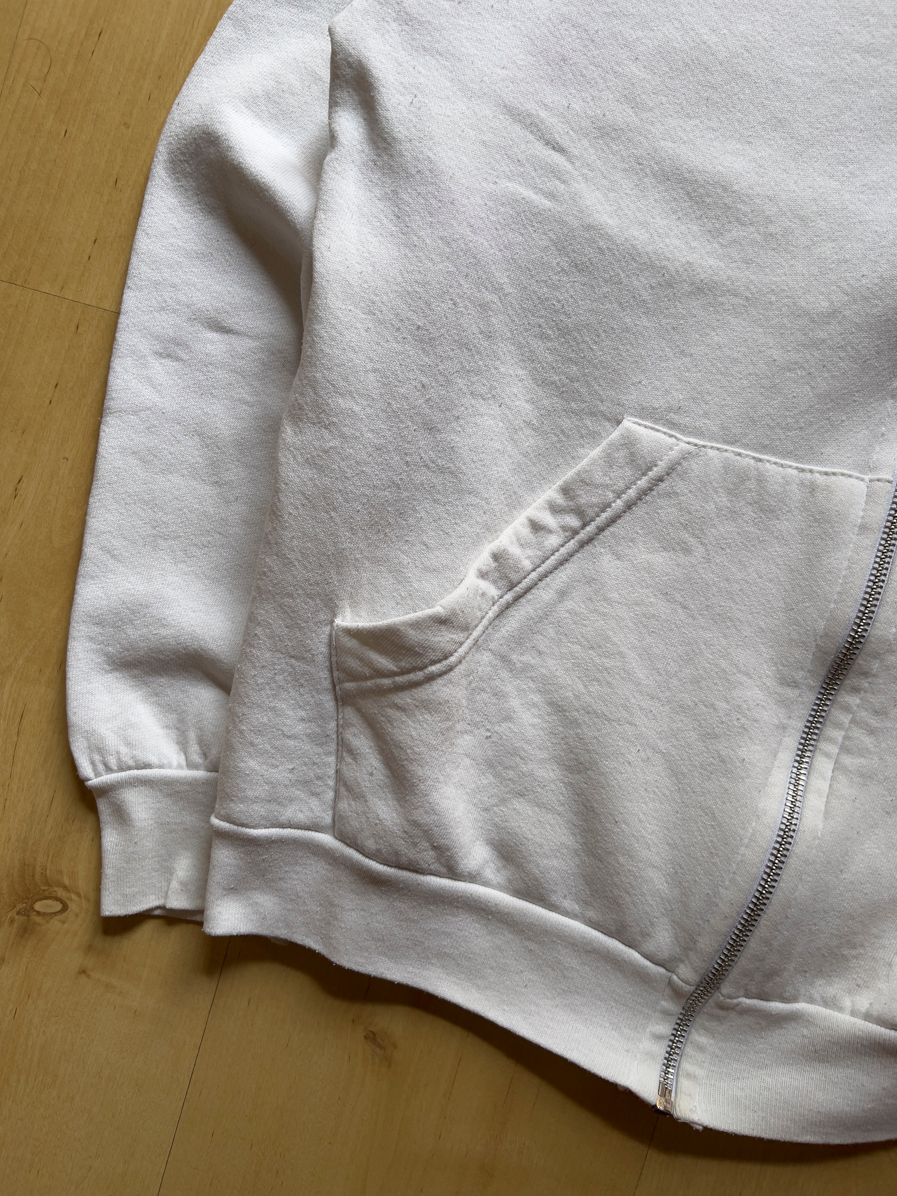 WHITE FRUIT OF THE LOOM ZIP UP - M AT JIM'S