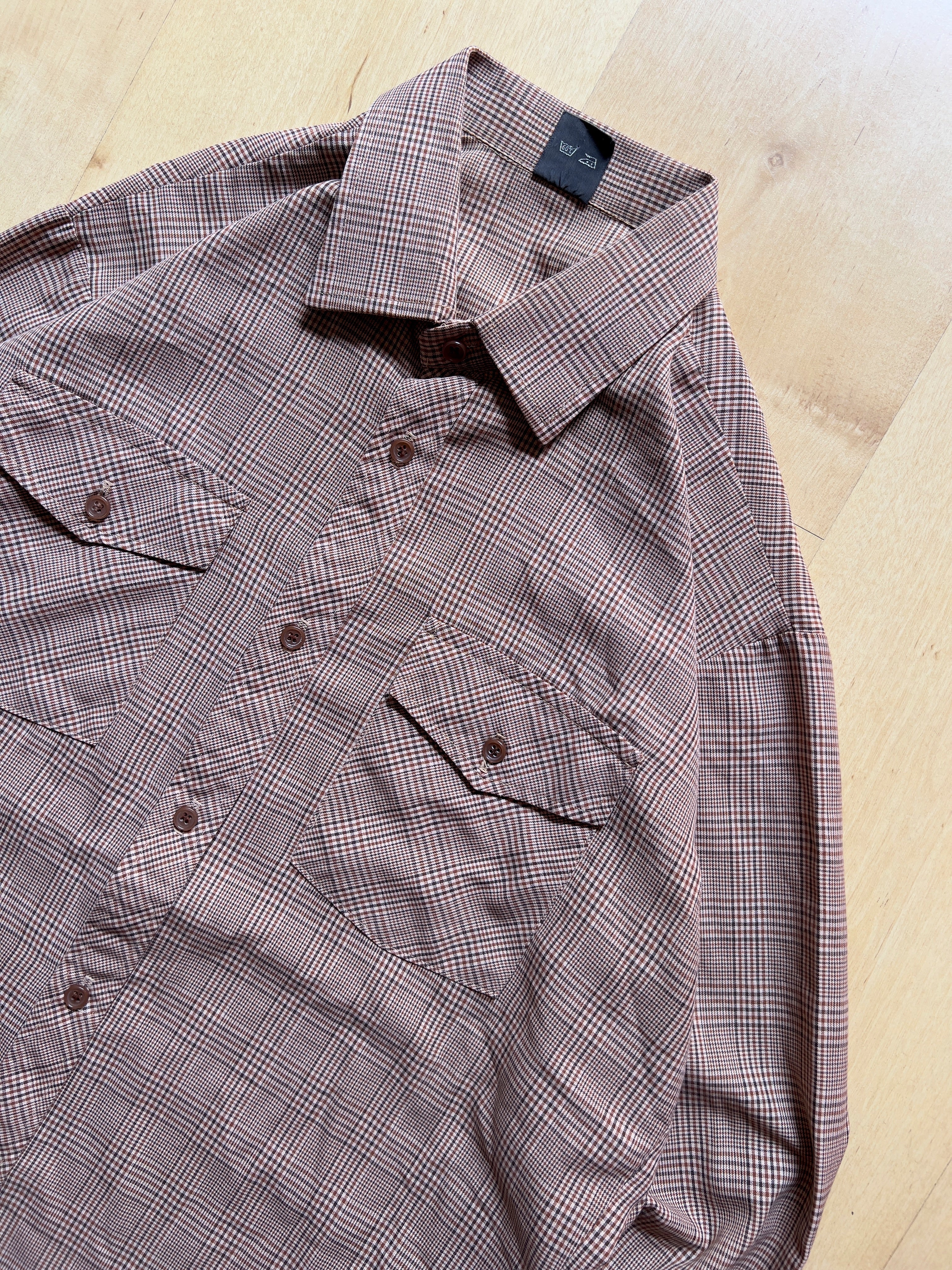 BROWN 'COWBOY' CHECKED SHIRT - M AT JIM'S