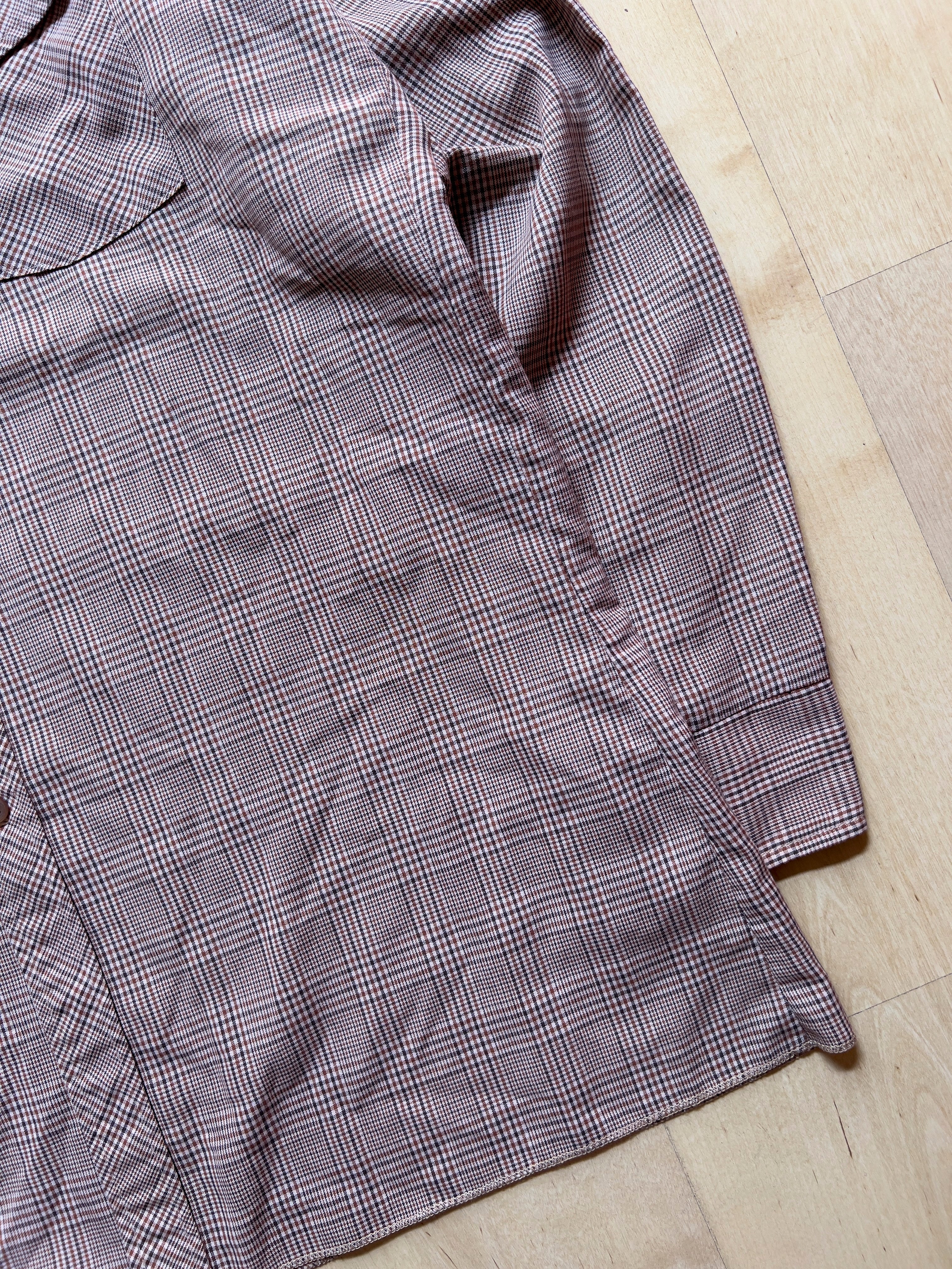 BROWN 'COWBOY' CHECKED SHIRT - M AT JIM'S