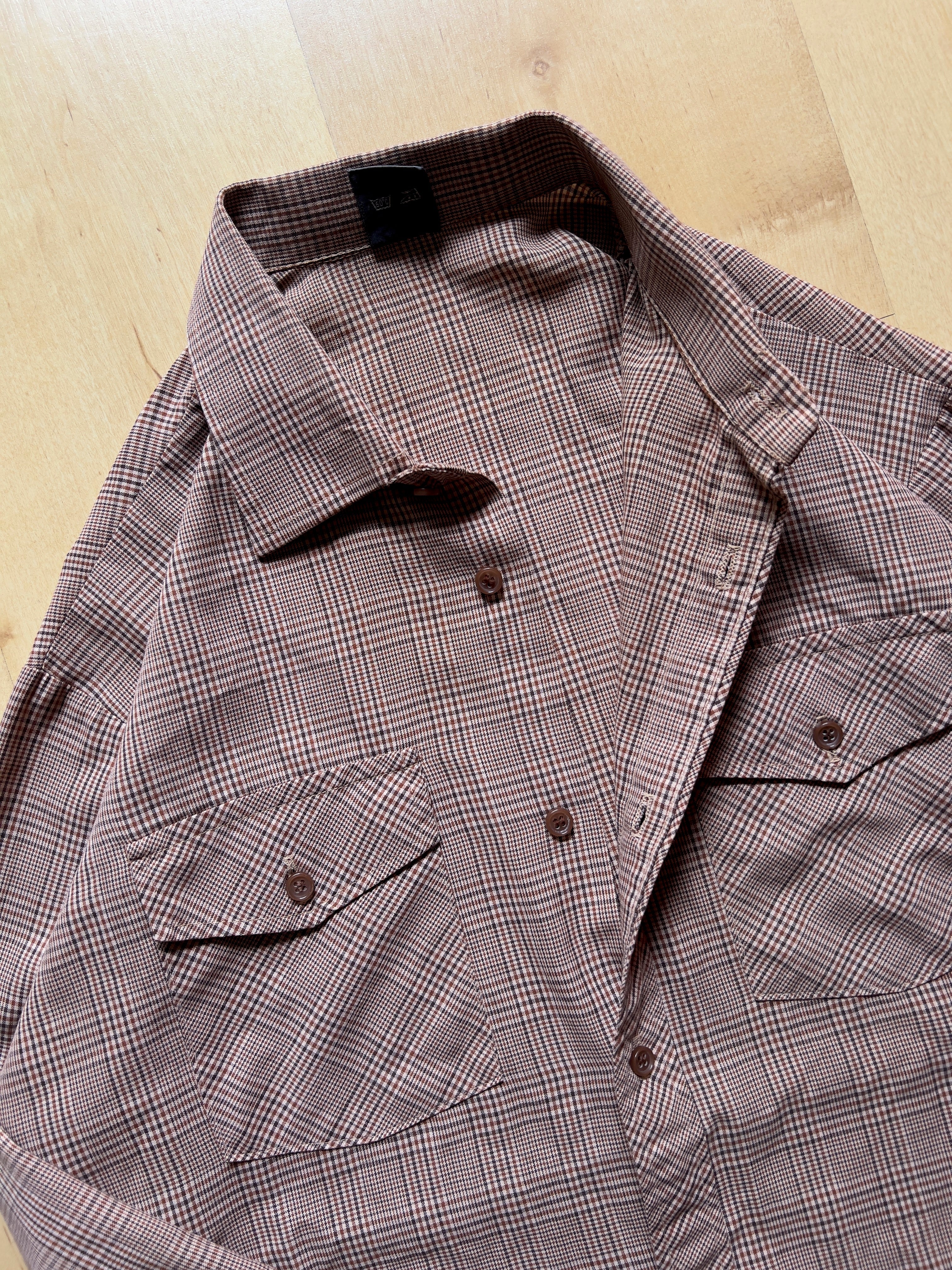 BROWN 'COWBOY' CHECKED SHIRT - M AT JIM'S