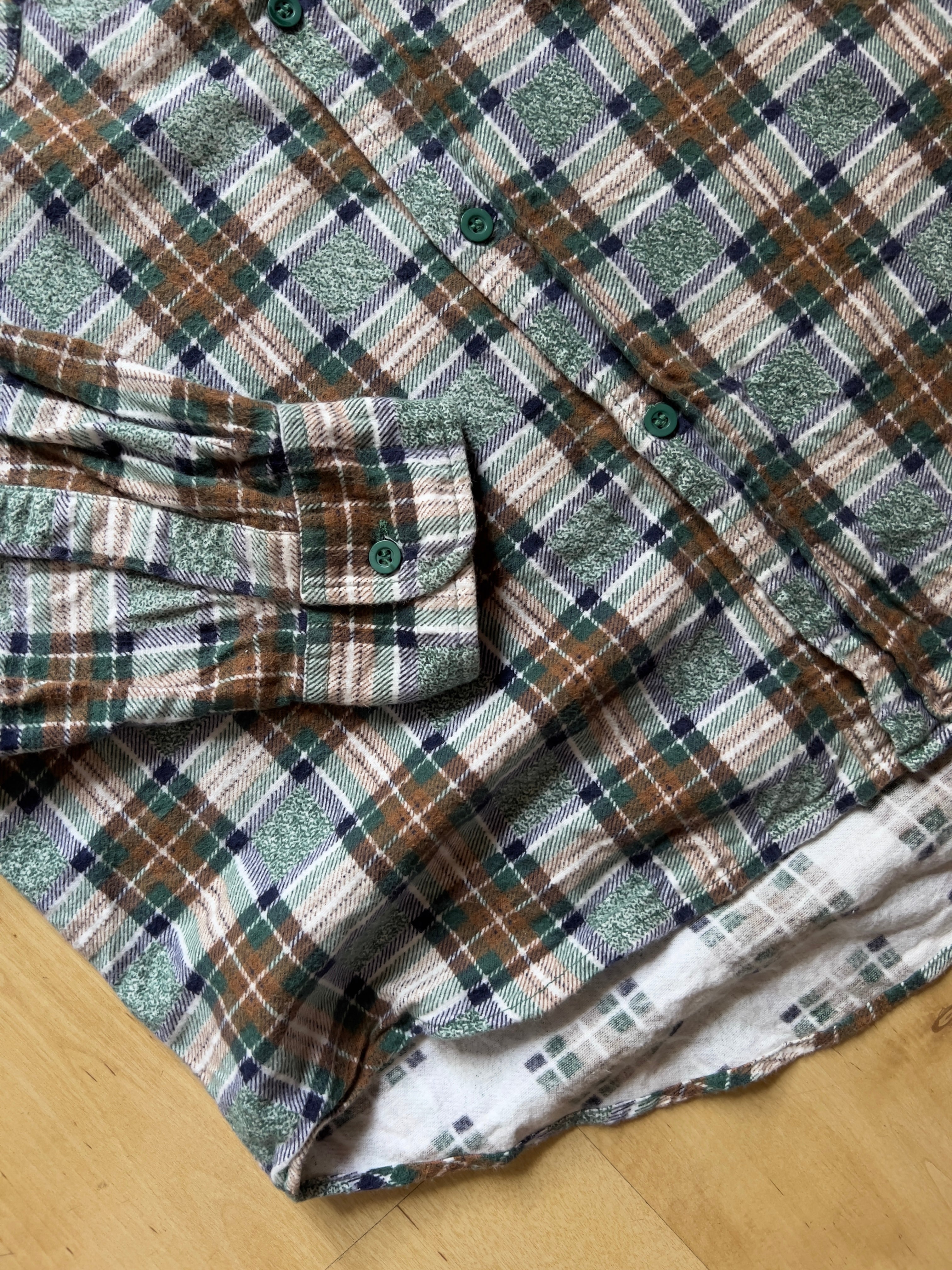 GREEN/BROWN PLAID FLANNEL - M/L AT JIM'S