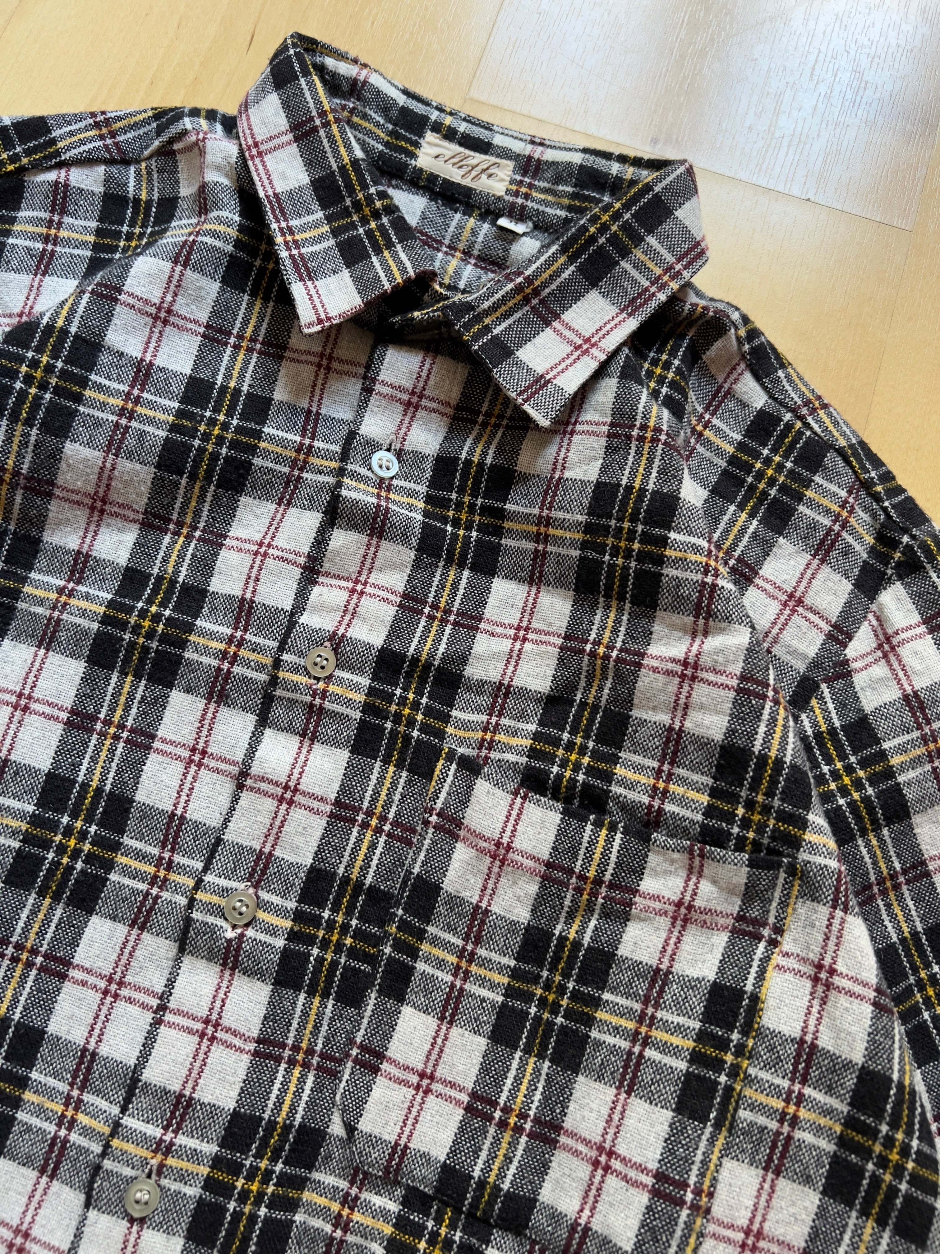 BLACK/YELLOW PLAID FLANNEL - S/M AT JIM'S