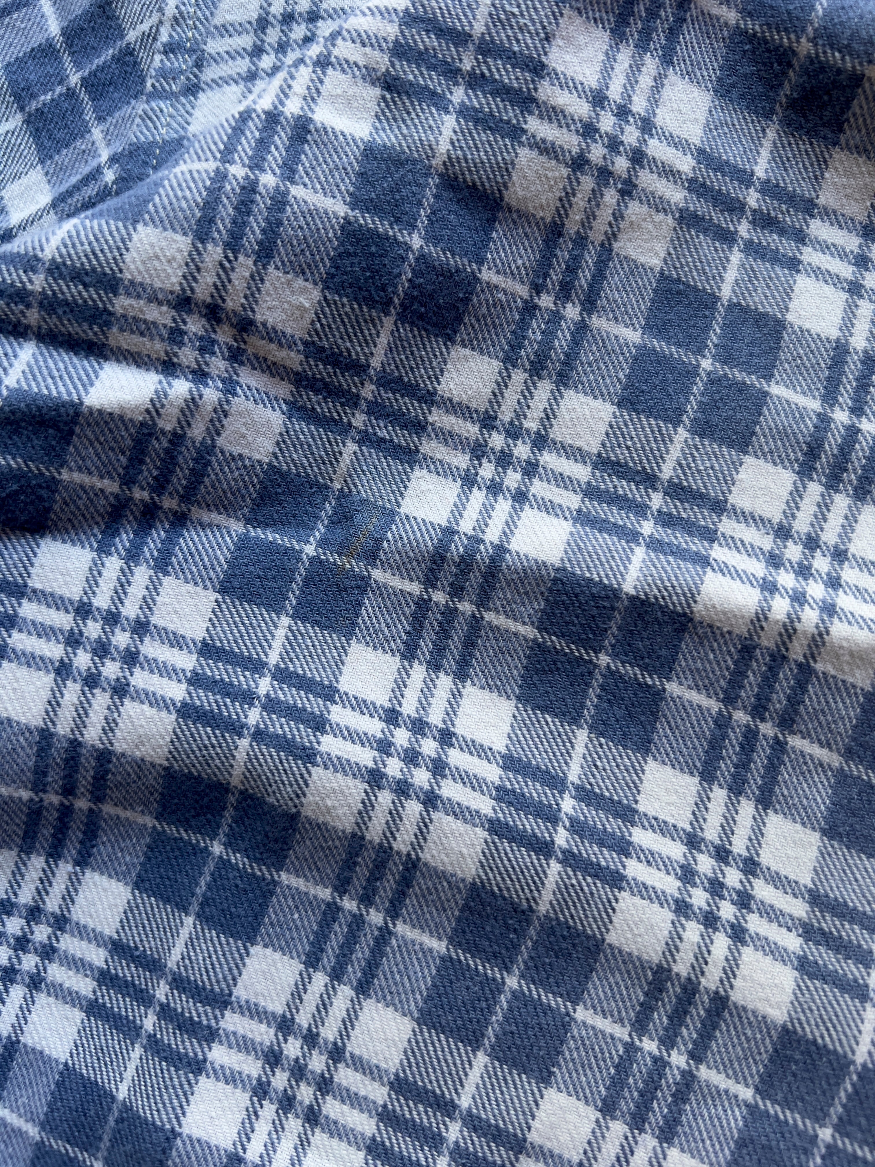 LIGHT BLUE MAO NECK PLAID FLANNEL - M/L AT JIM'S