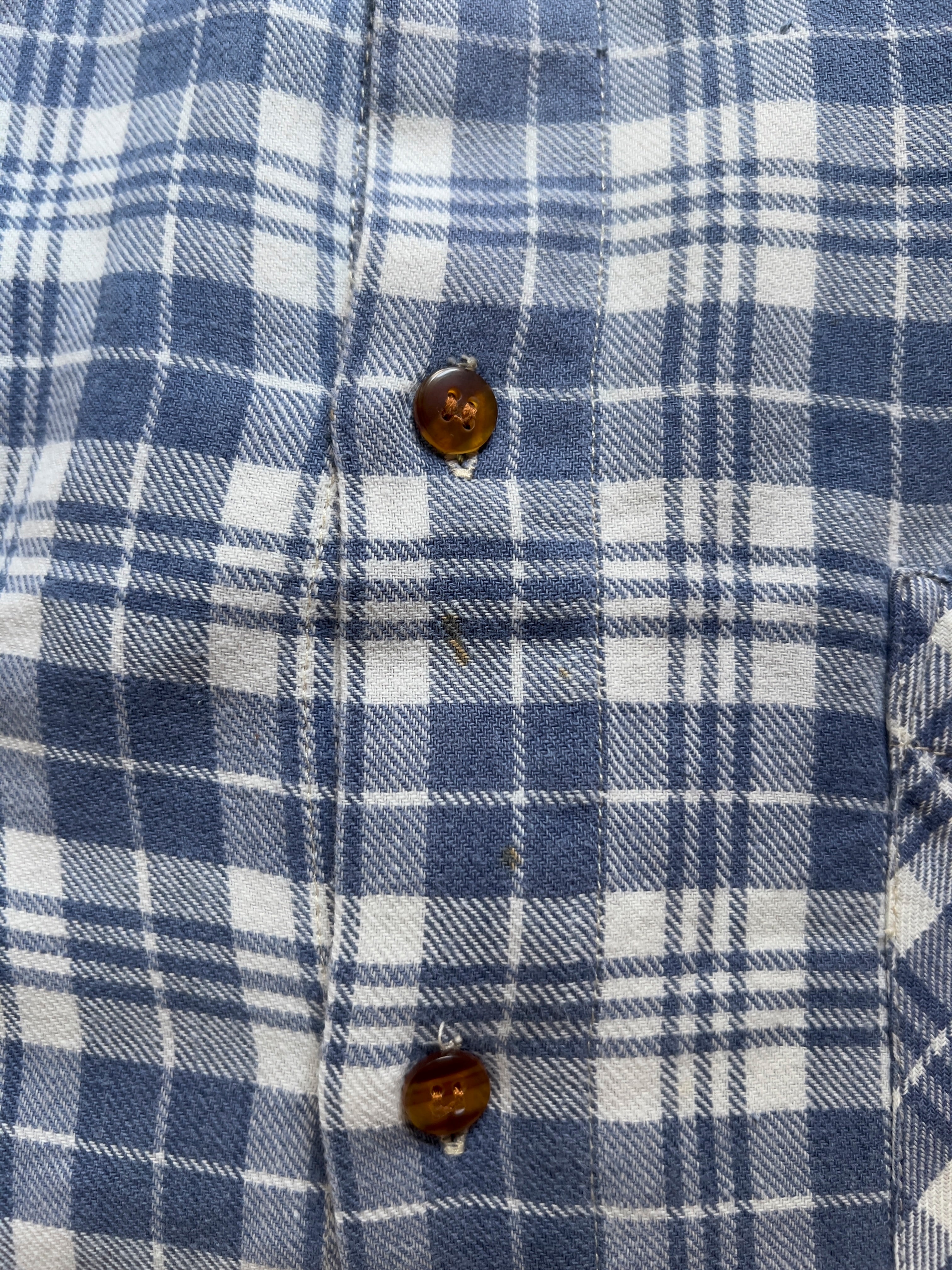 LIGHT BLUE MAO NECK PLAID FLANNEL - M/L AT JIM'S