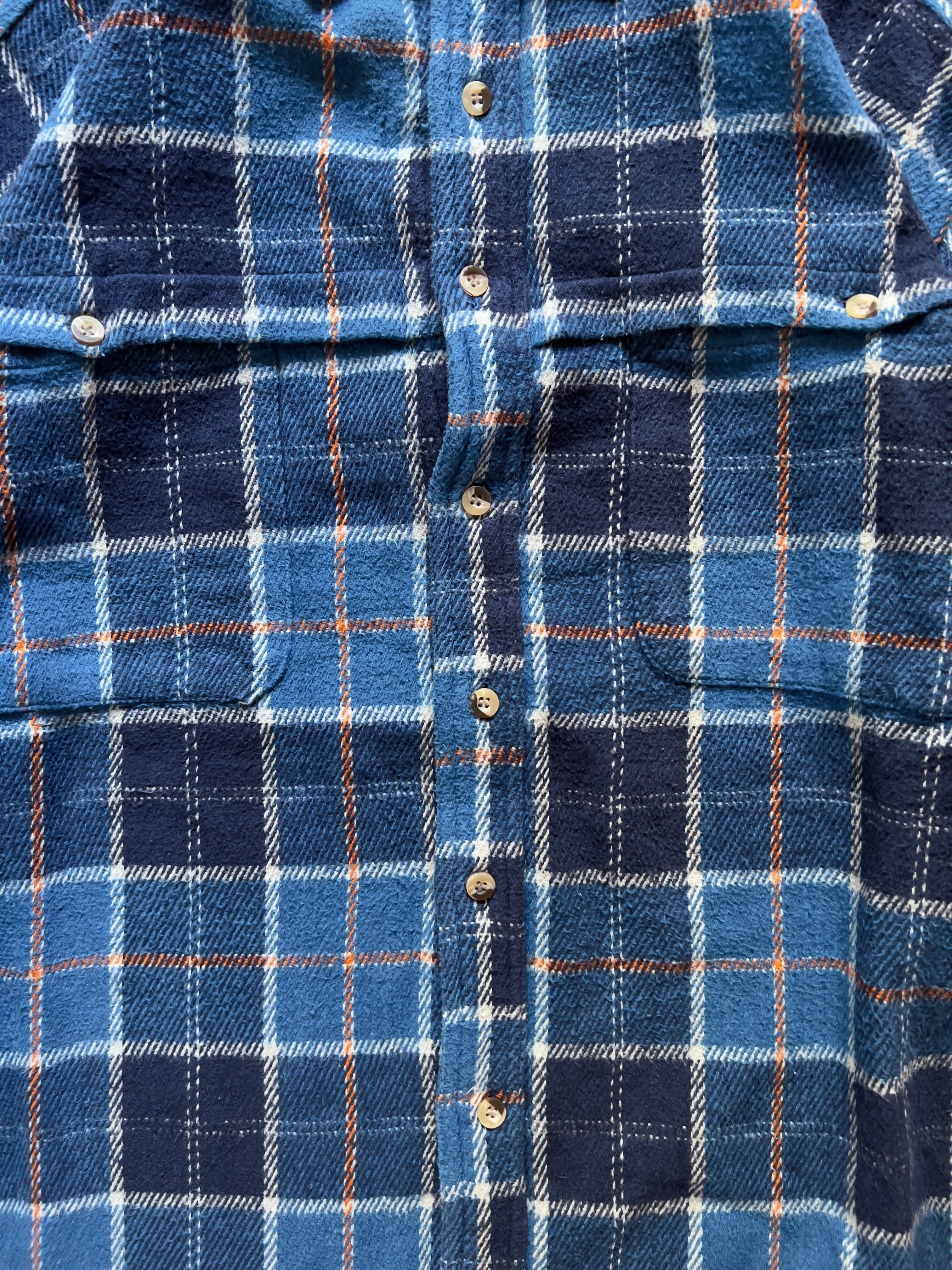 ELECTRIC BLUE/ORANGE PLAID FLANNEL - M/L AT JIM'S