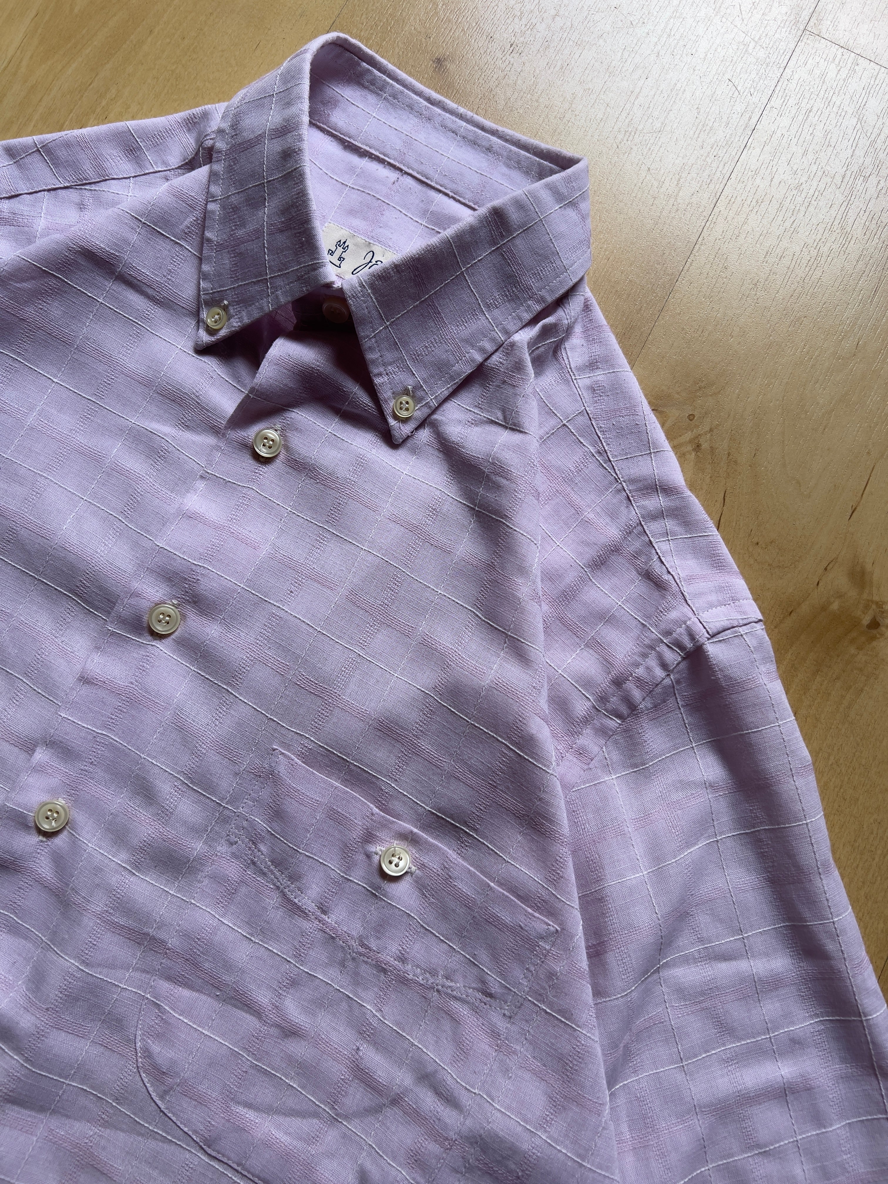 LIGHT PINK LINEN SHORT-SLEEVED SHIRT - M AT JIM'S