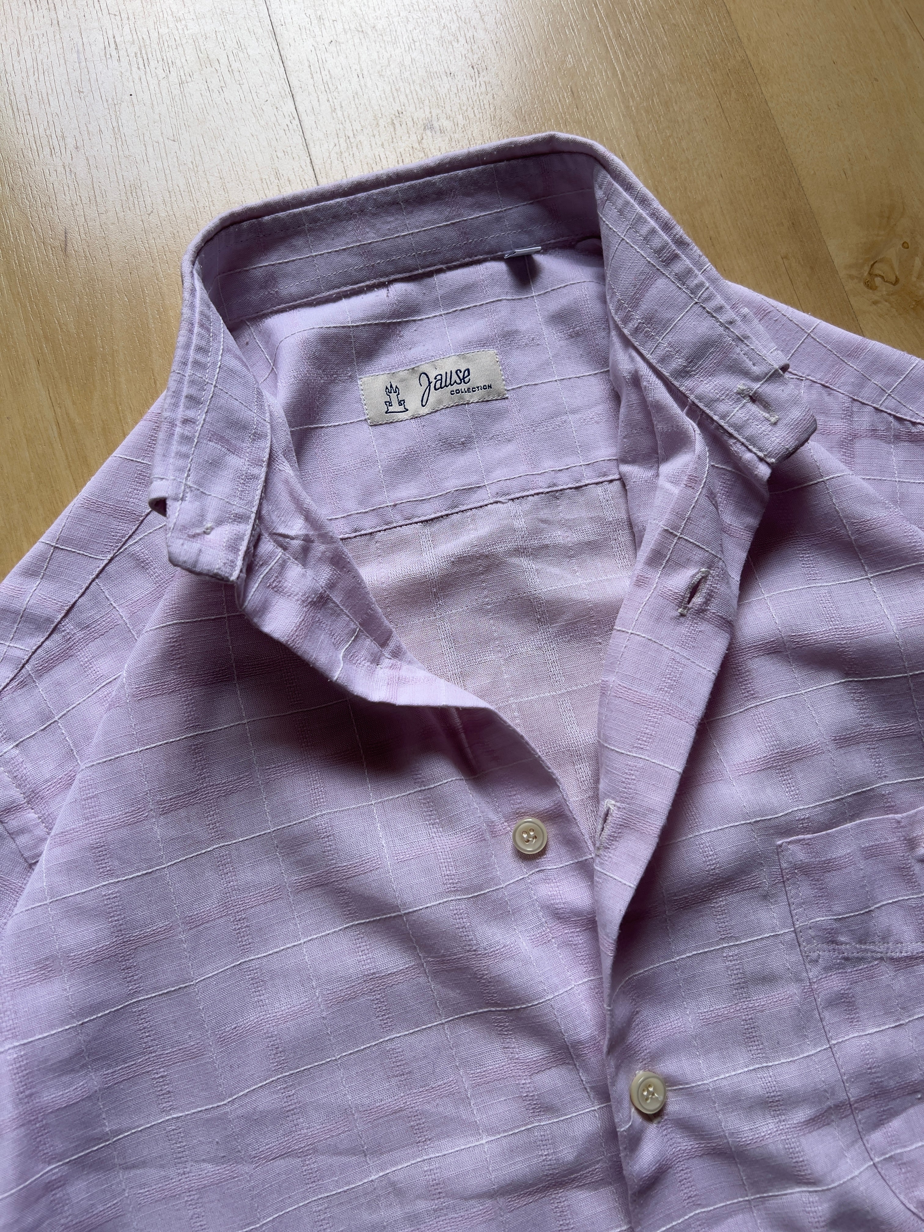 LIGHT PINK LINEN SHORT-SLEEVED SHIRT - M AT JIM'S