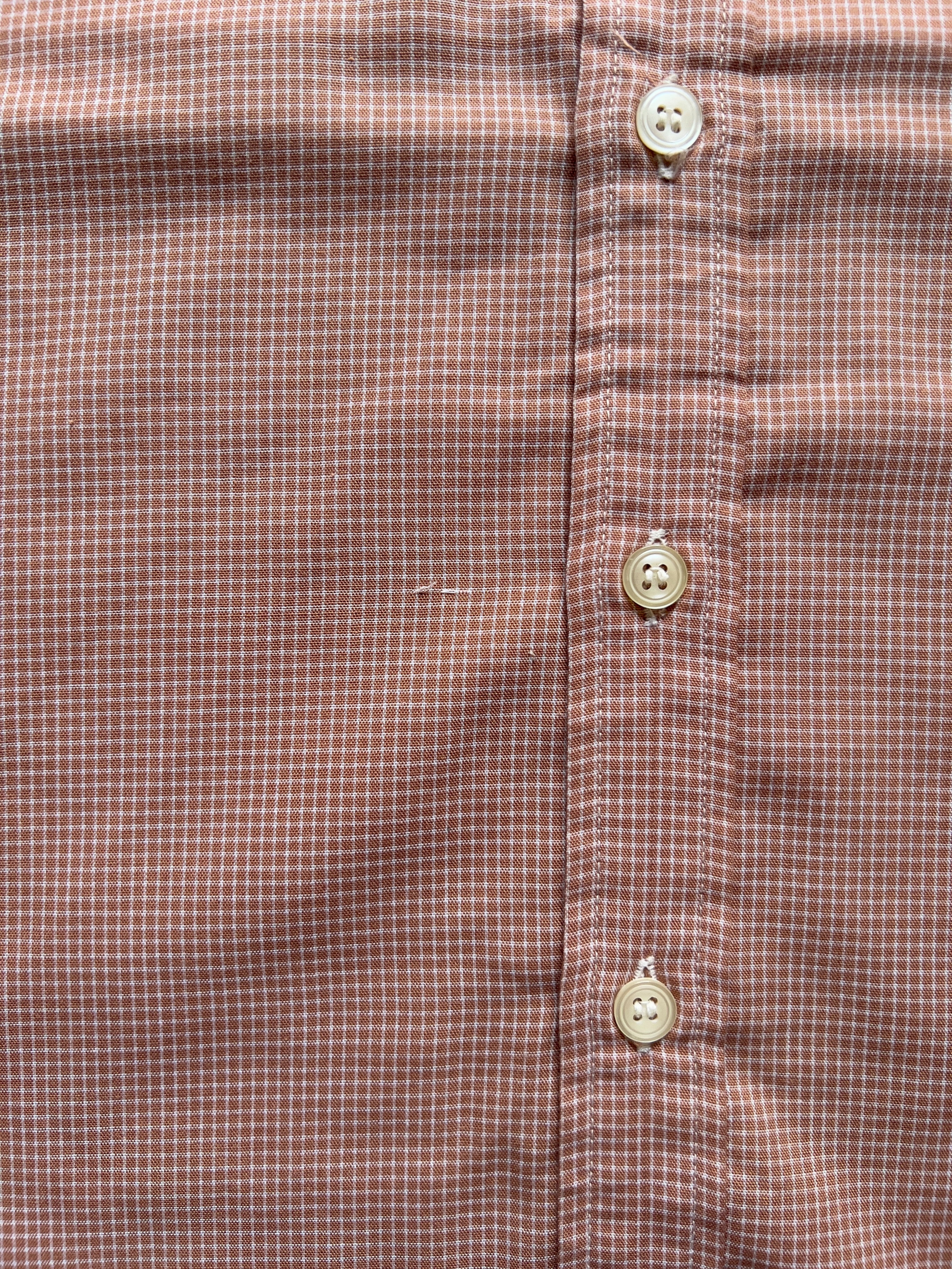 BROWN CHECKED SHORT-SLEEVED SHIRT - M AT JIM'S