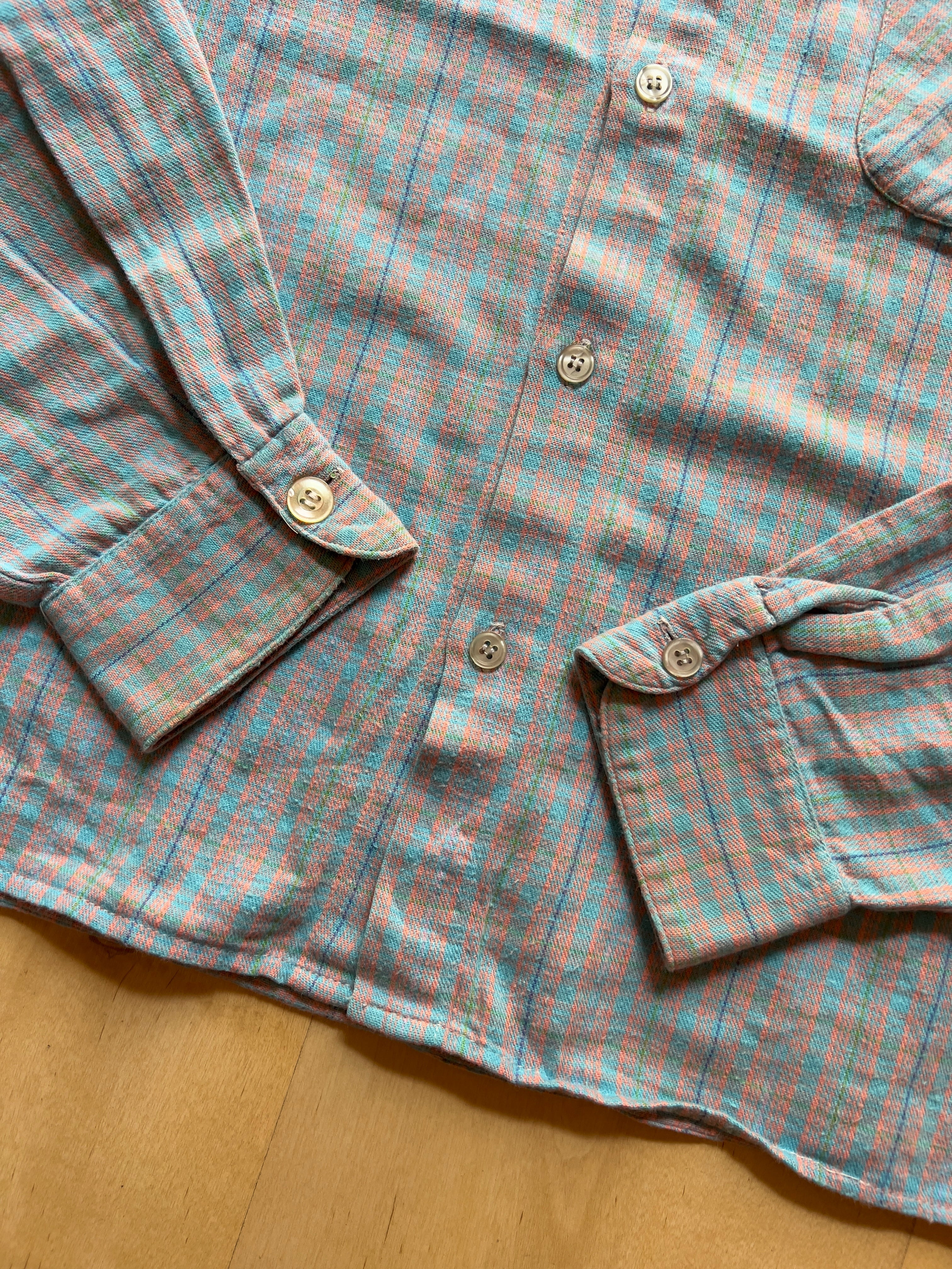BLUE/SALMON/GREEN FLANNEL - XS/S AT JIM'S