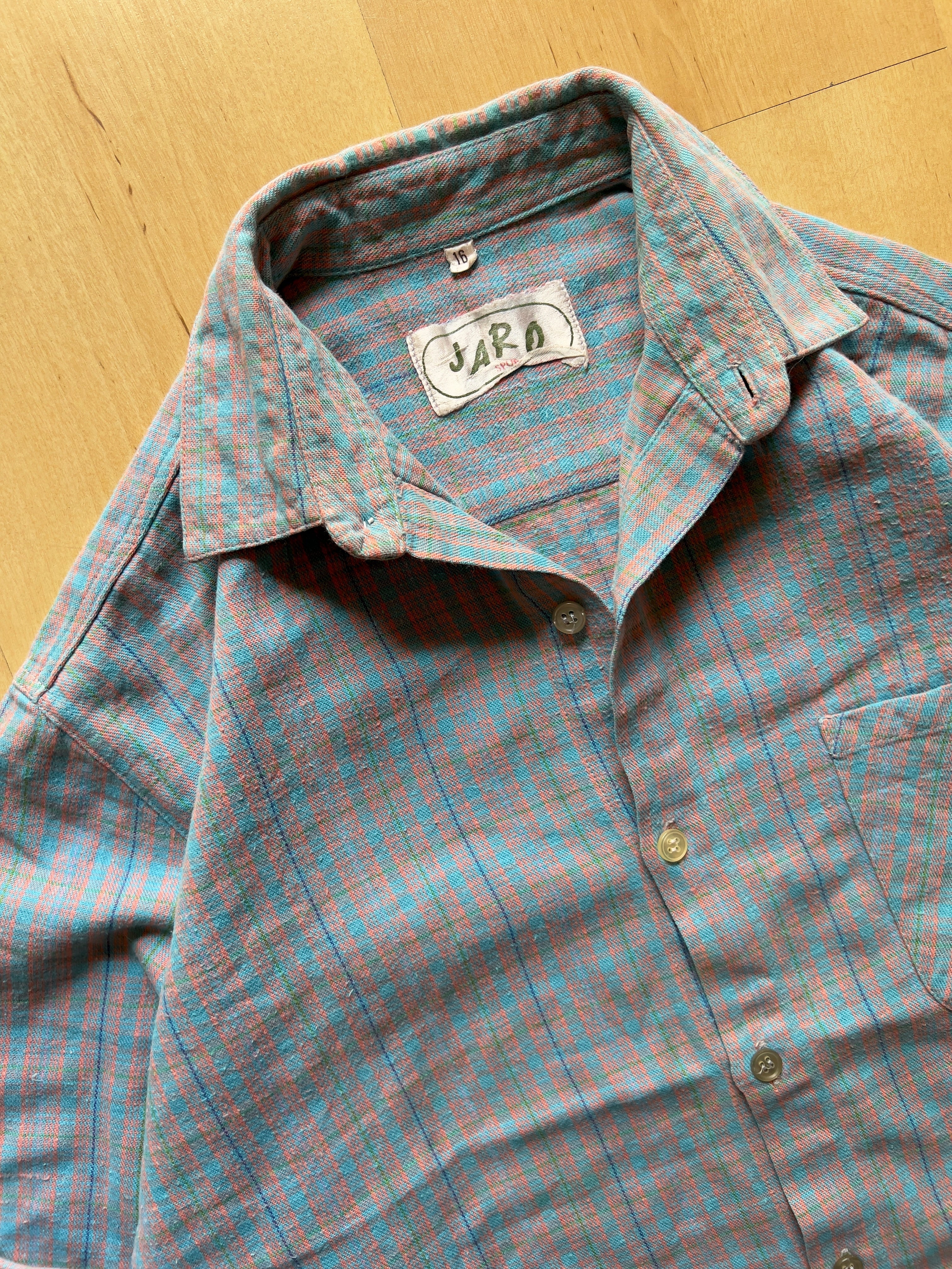 BLUE/SALMON/GREEN FLANNEL - XS/S AT JIM'S