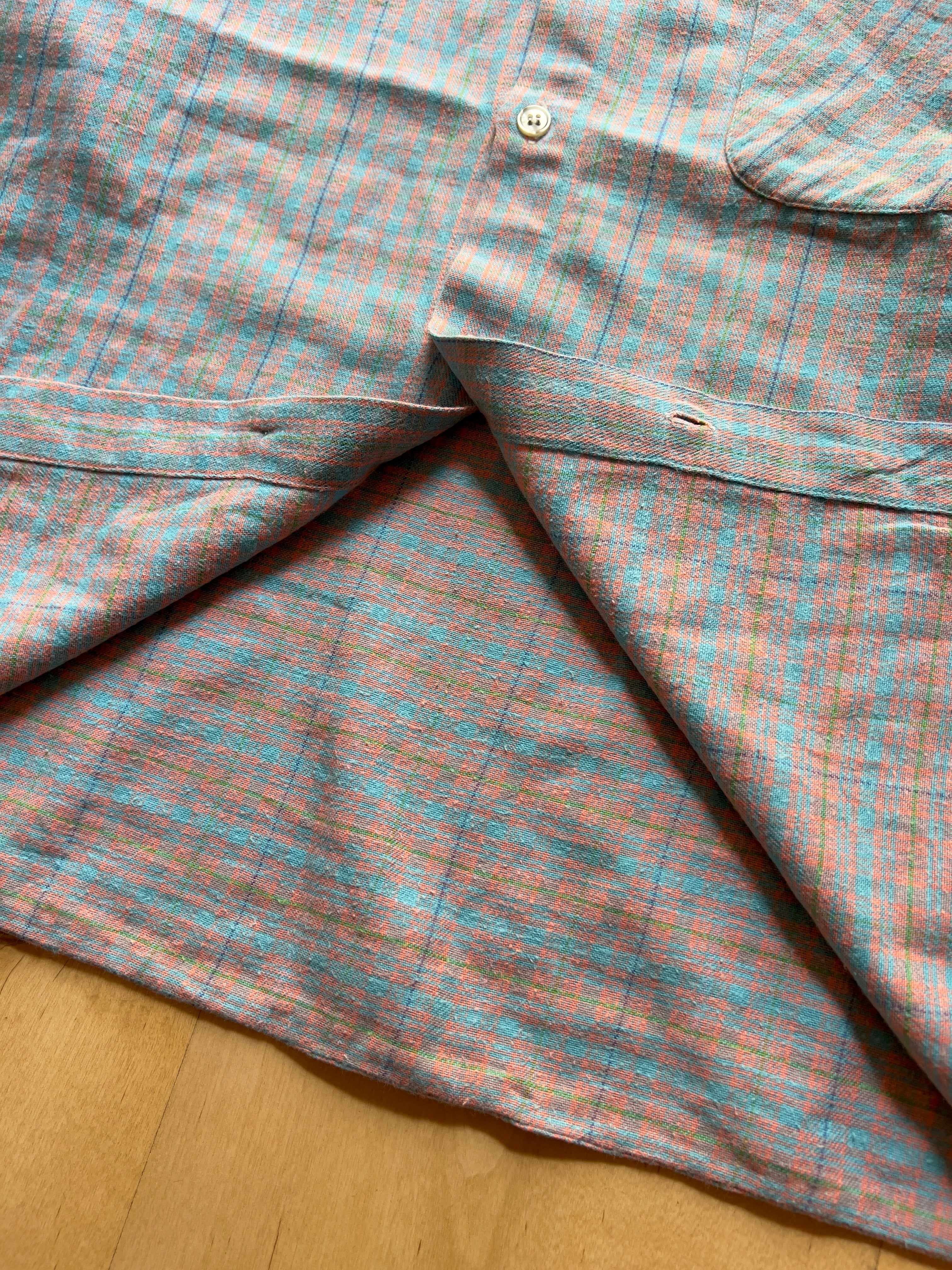BLUE/SALMON/GREEN FLANNEL - XS/S AT JIM'S