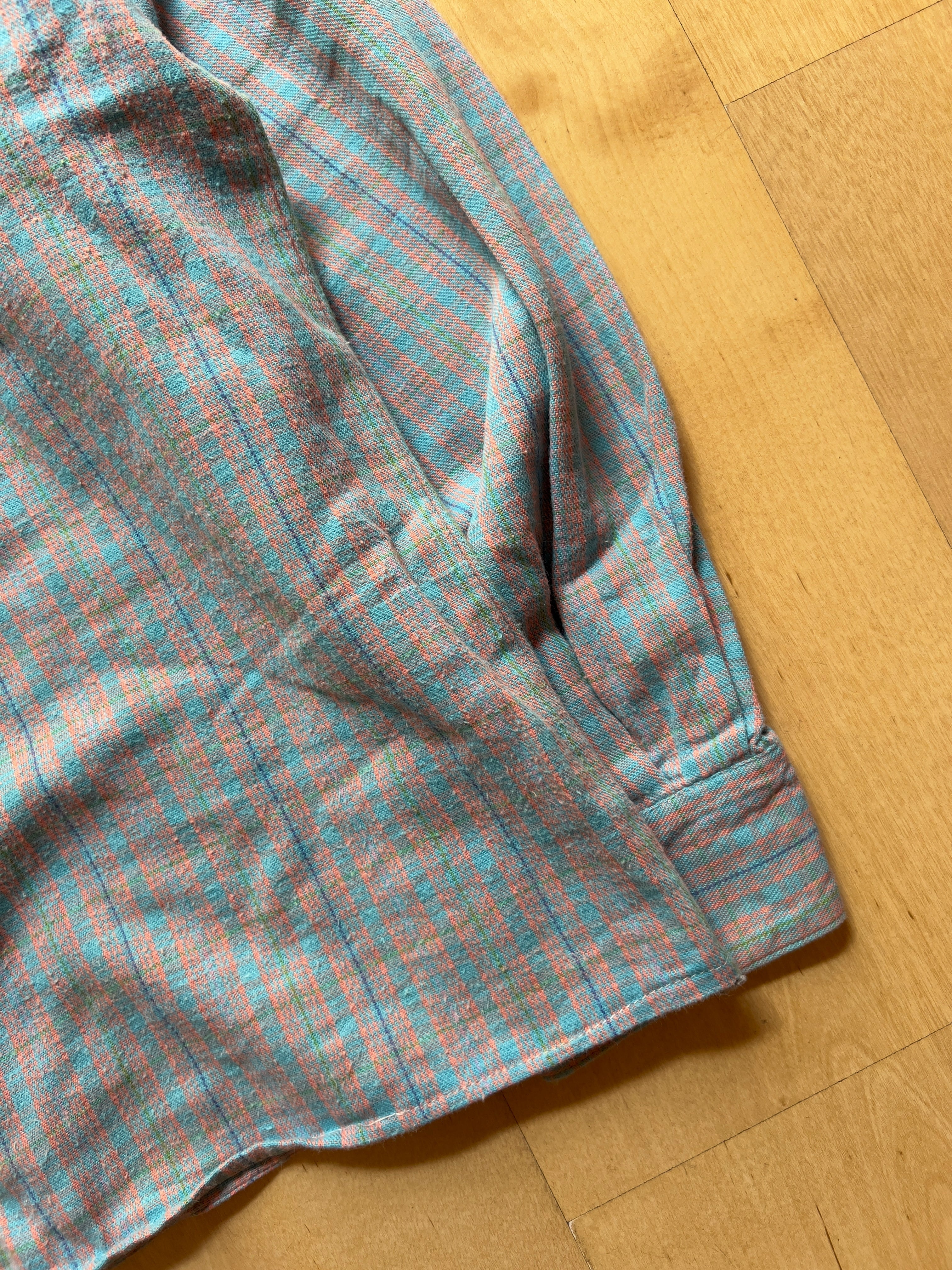 BLUE/SALMON/GREEN FLANNEL - XS/S AT JIM'S