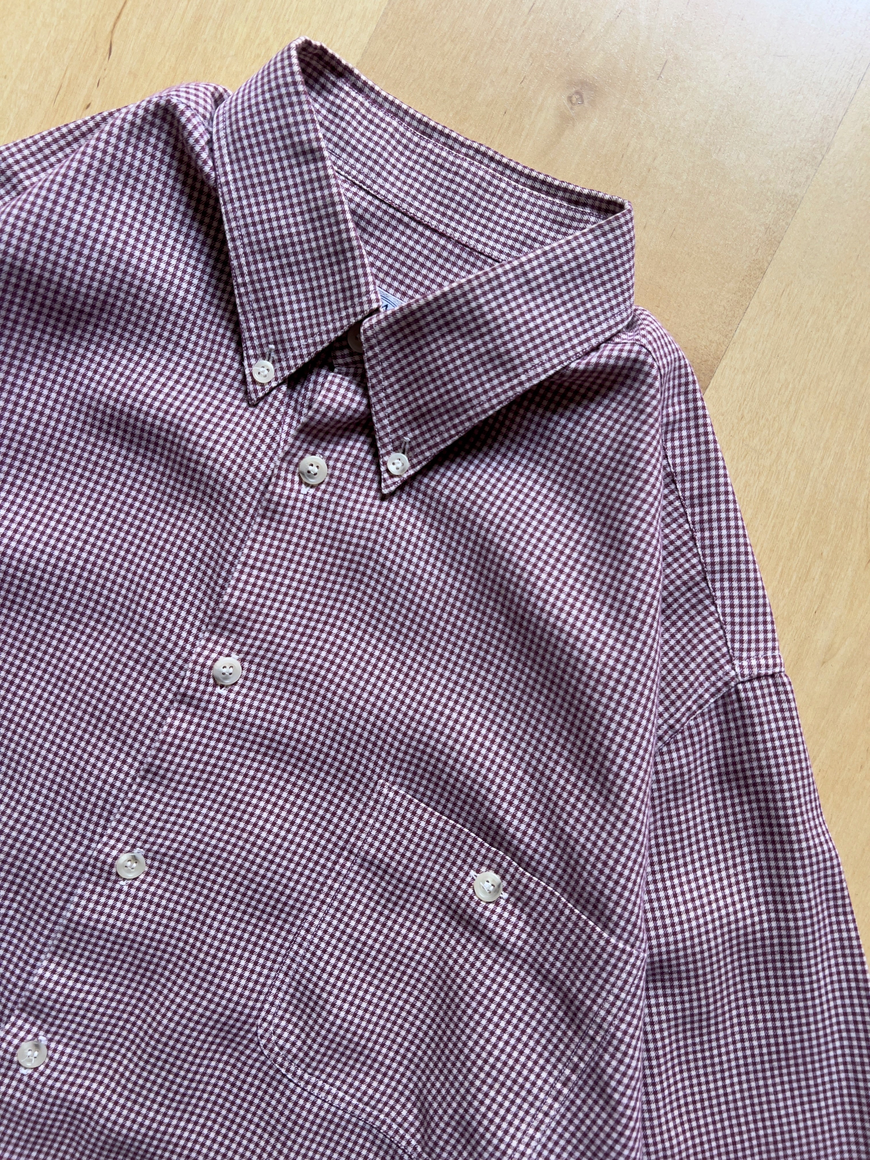BURGUNDY VICHY SHIRT - L AT JIM'S
