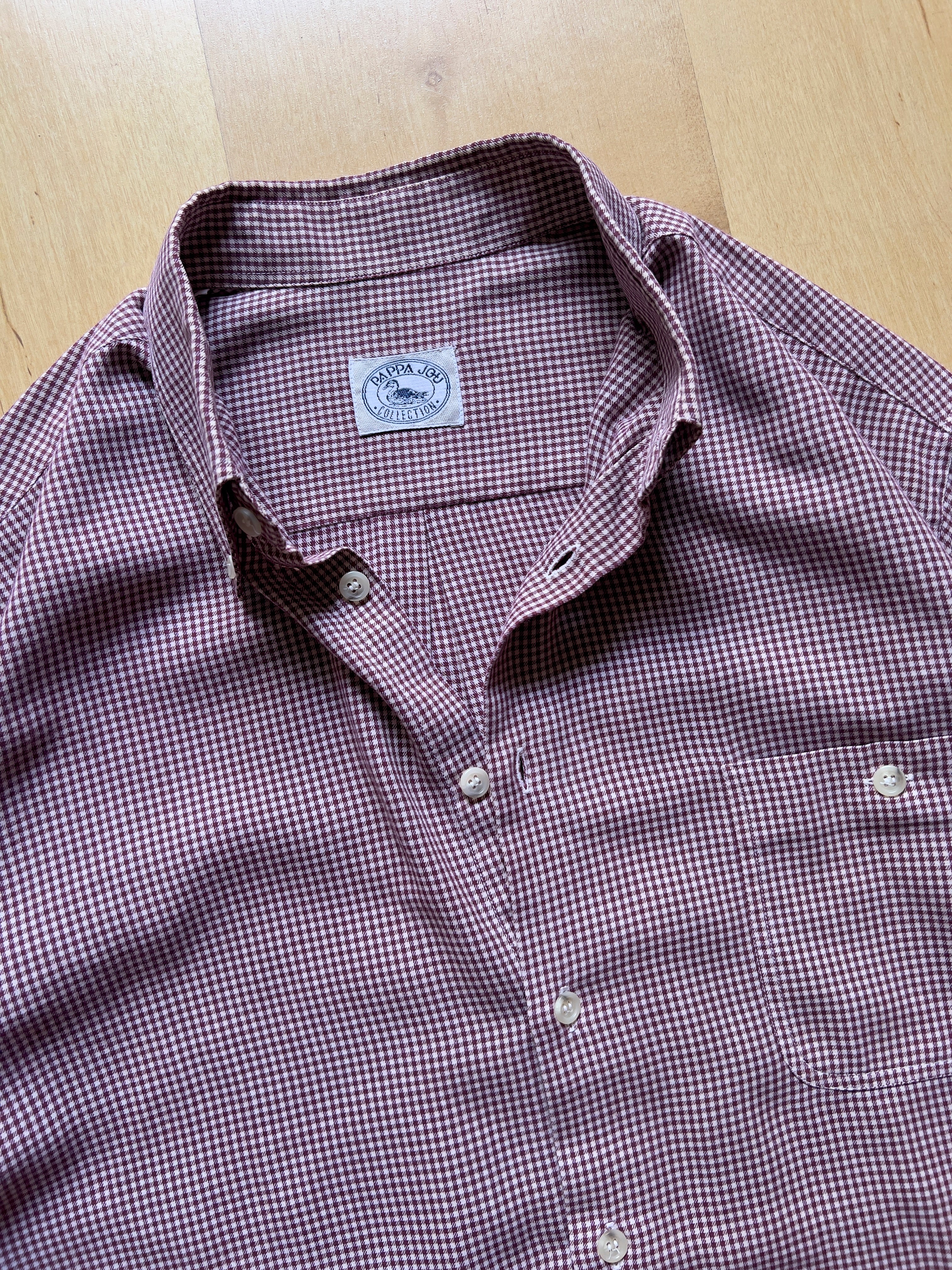 BURGUNDY VICHY SHIRT - L AT JIM'S
