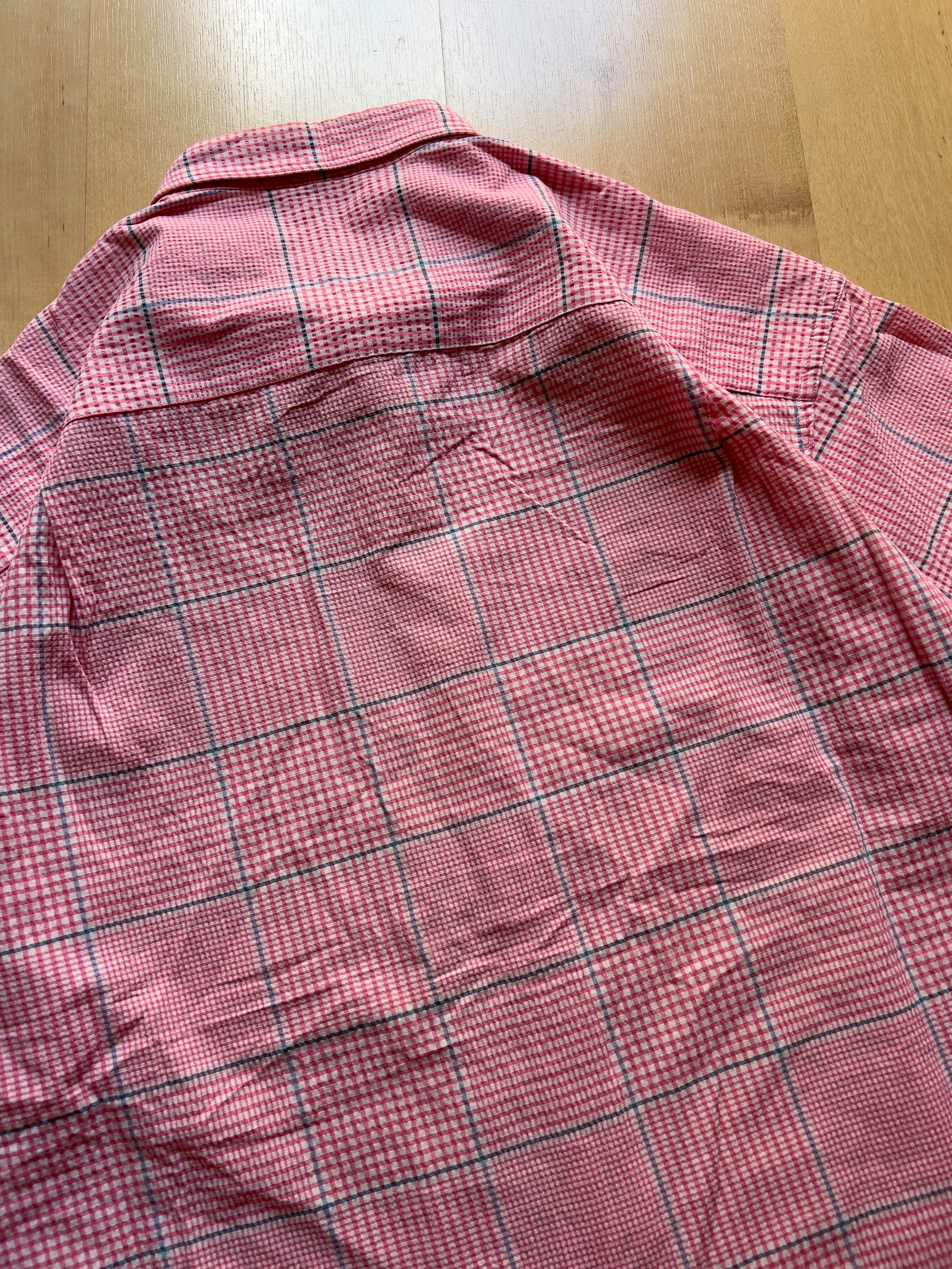PINK CHECKED SHORT-SLEEVED SHIRT - L AT JIM'S