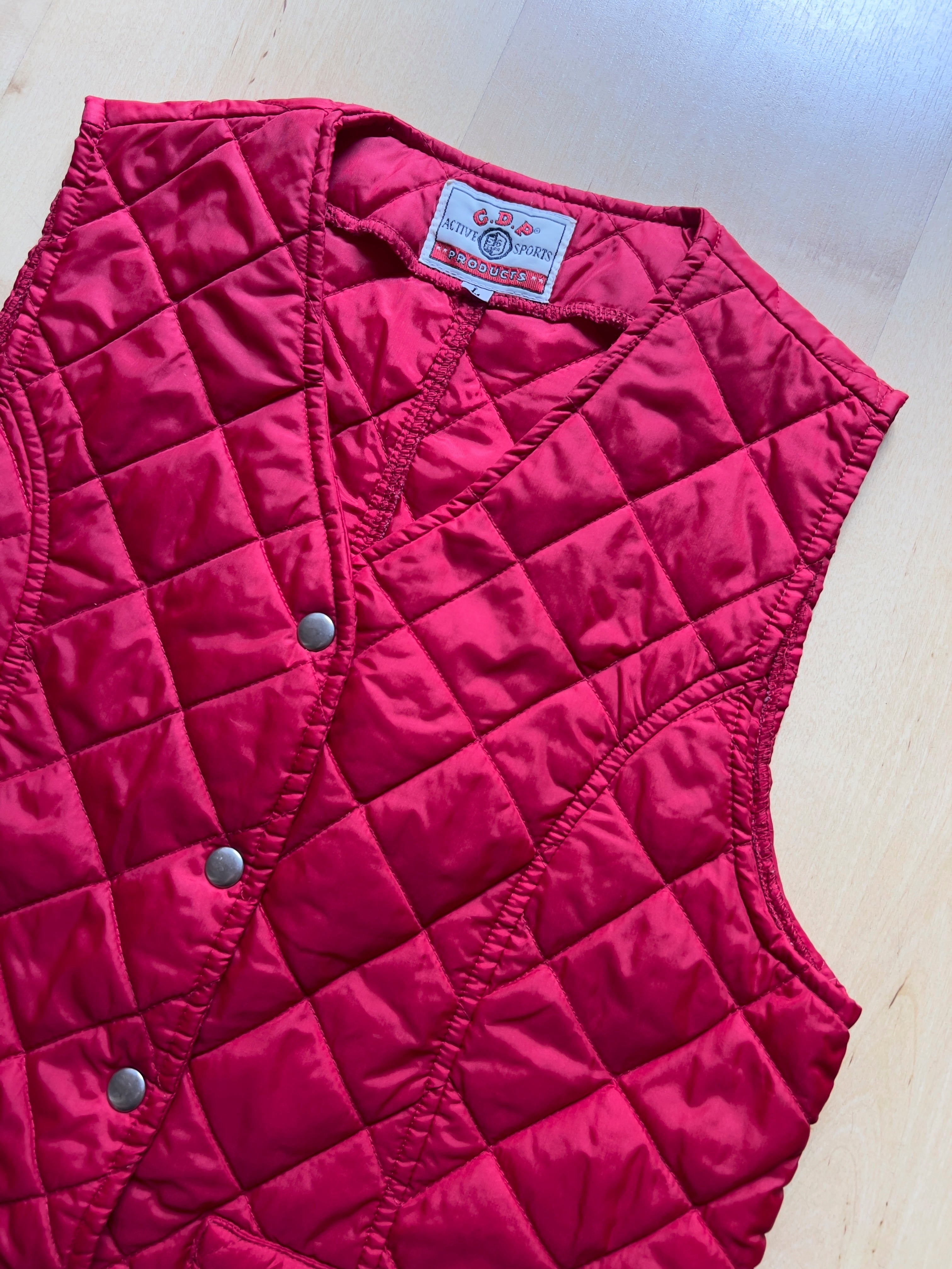 RED PUFFER VEST - S AT JIM'S