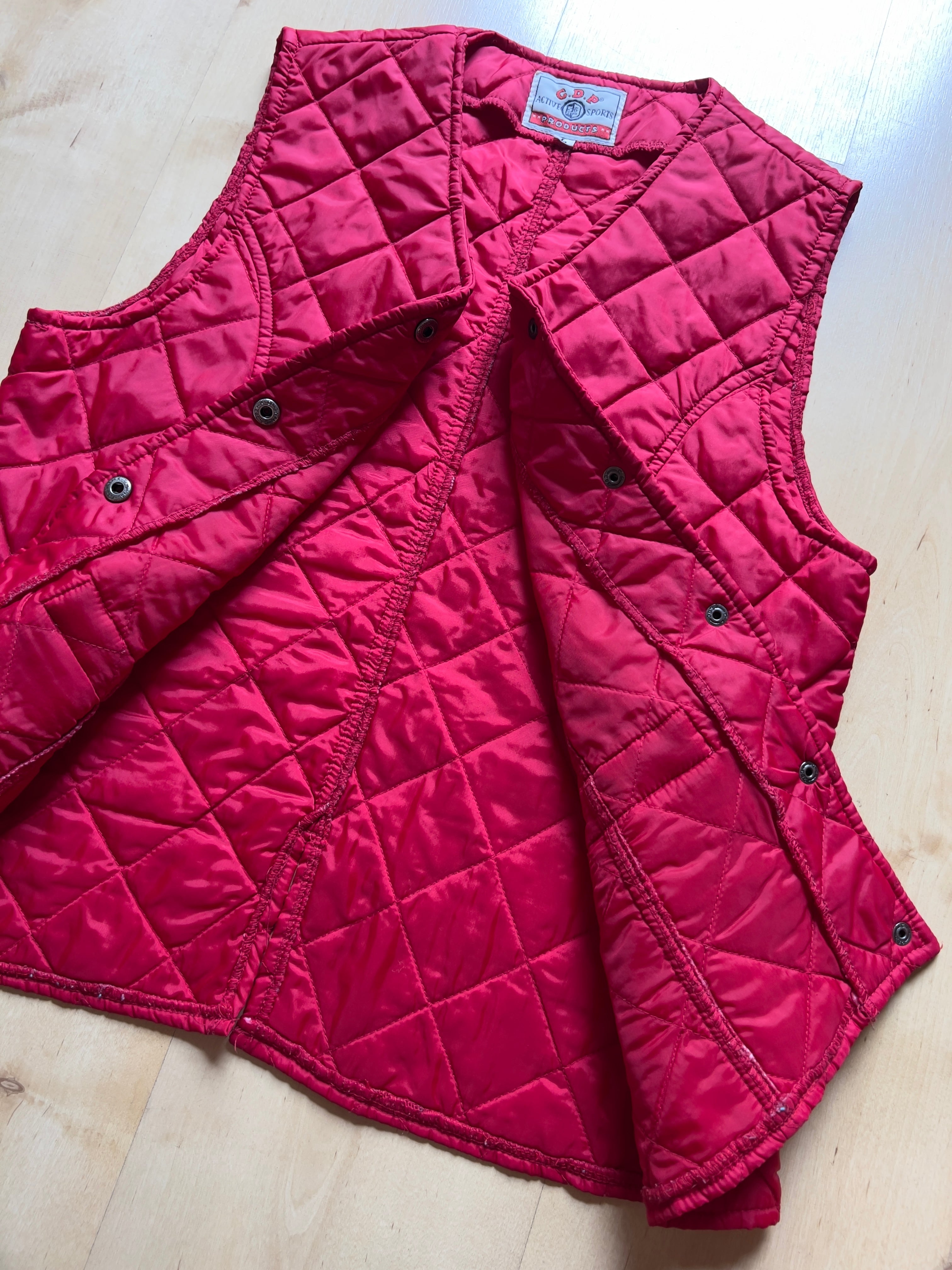 RED PUFFER VEST - S AT JIM'S