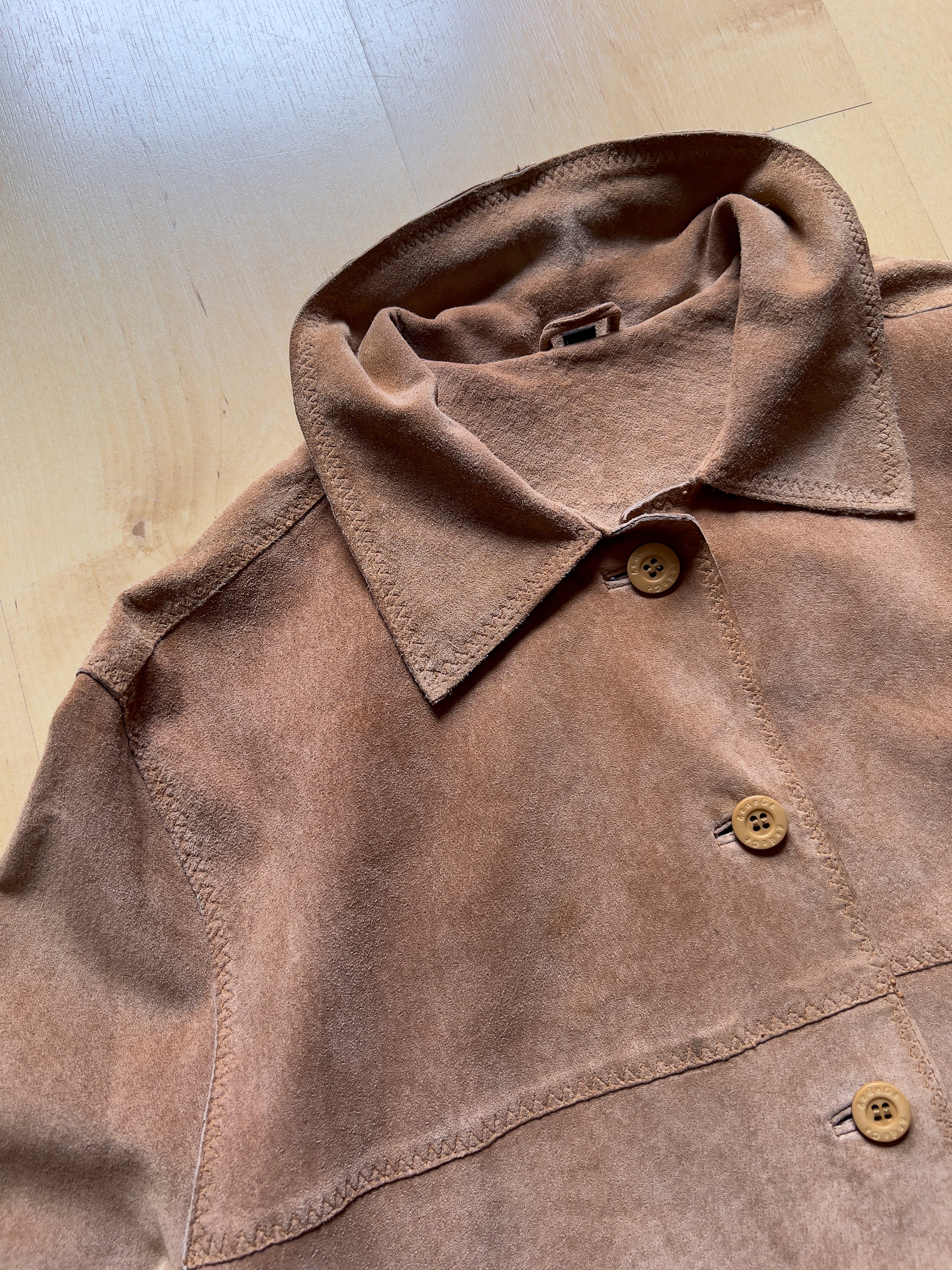 BROWN LEATHER SHIRT JACKET - S AT JIM'S