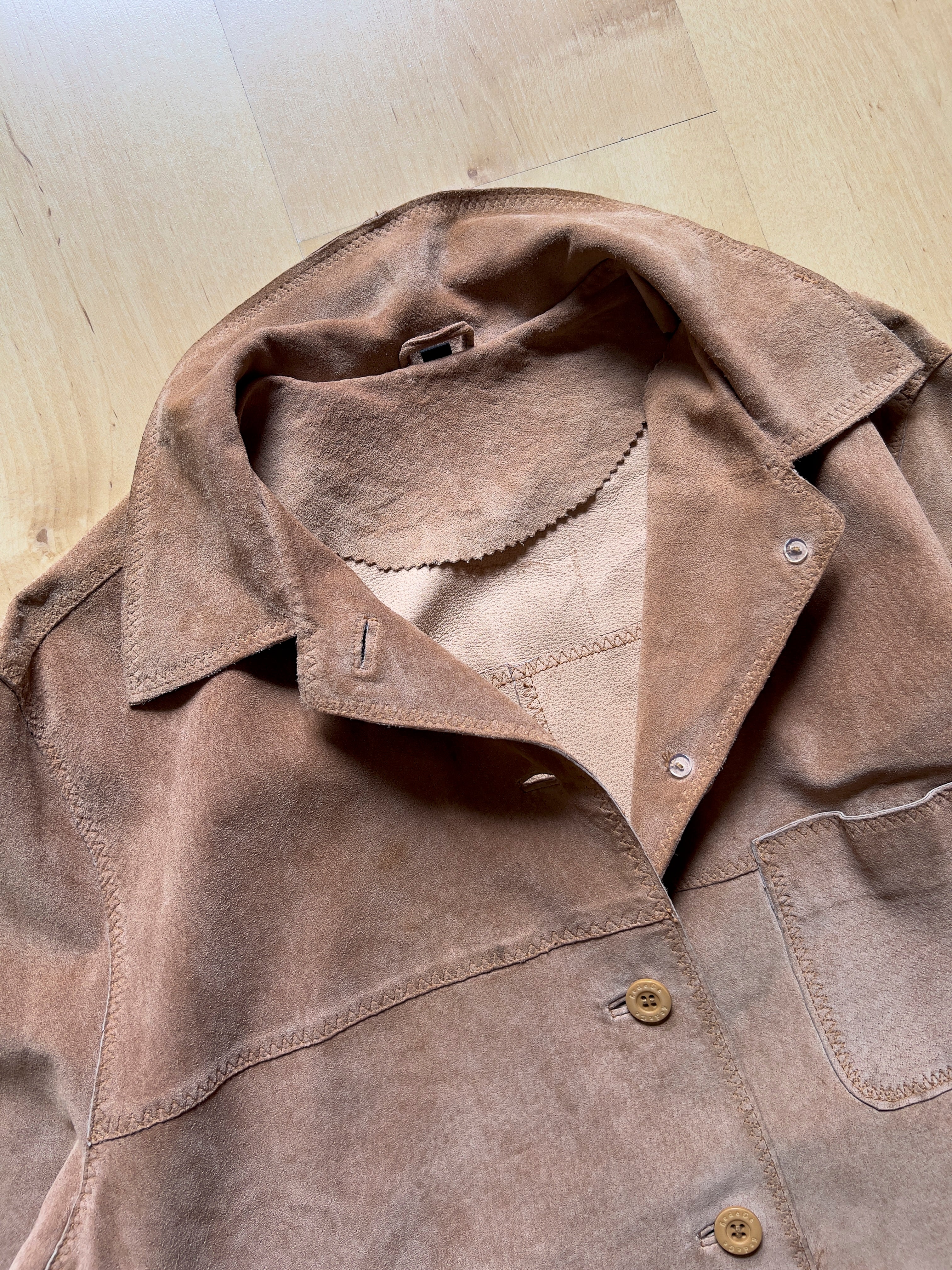 BROWN LEATHER SHIRT JACKET - S AT JIM'S