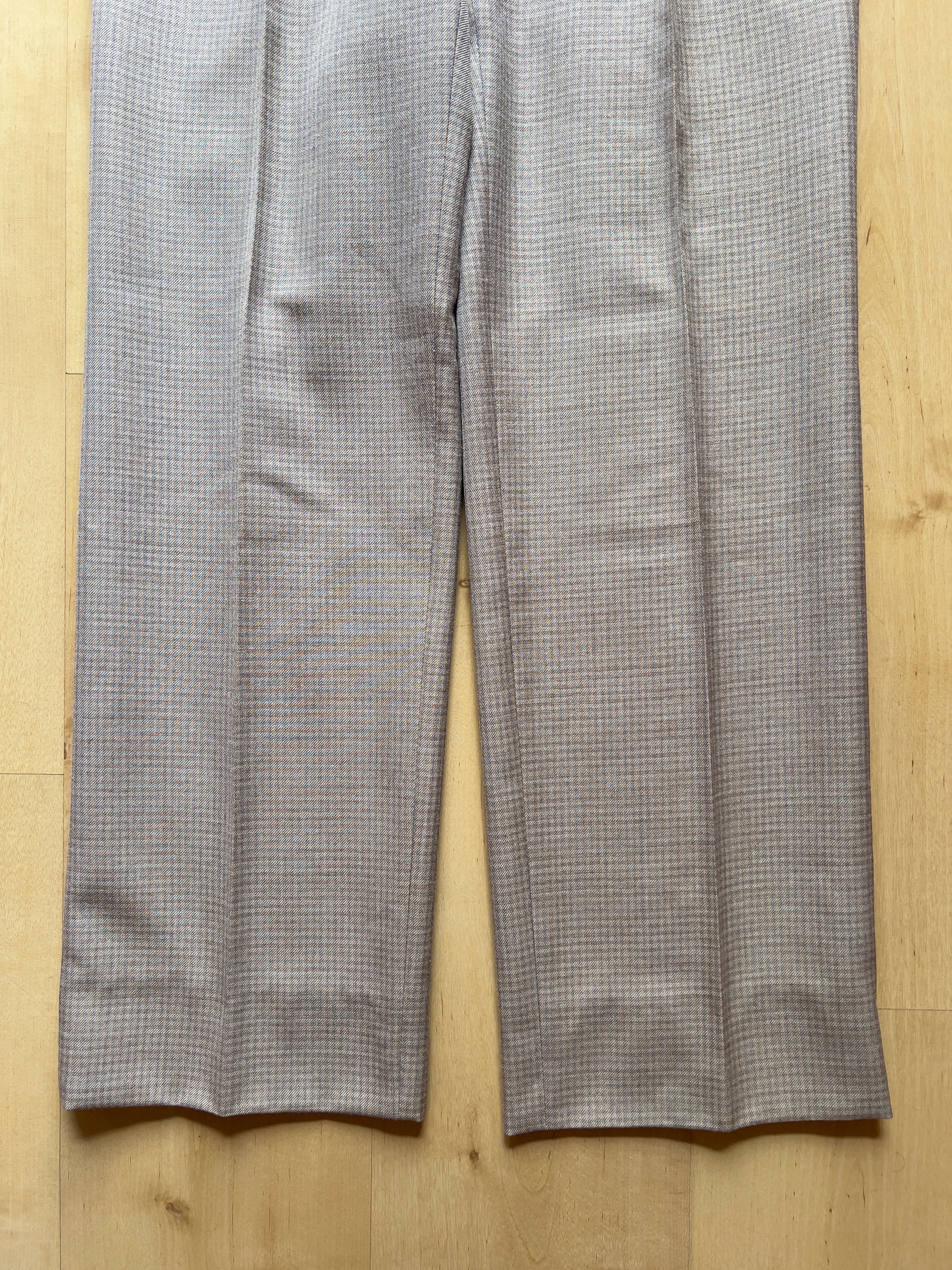 BEIGE VICHY PLEATED TROUSERS - 32X30/S AT JIM'S