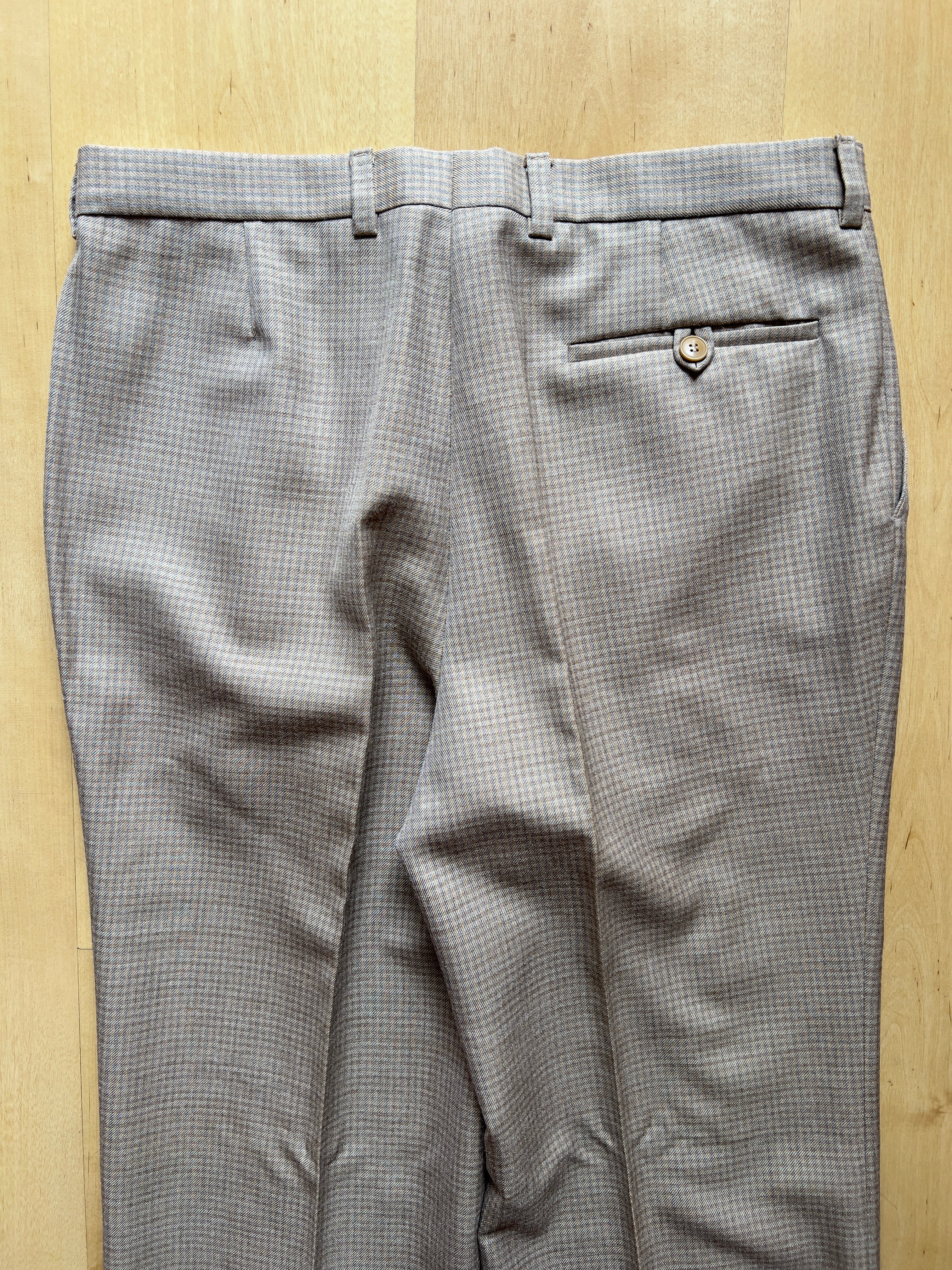 BEIGE VICHY PLEATED TROUSERS - 32X30/S AT JIM'S