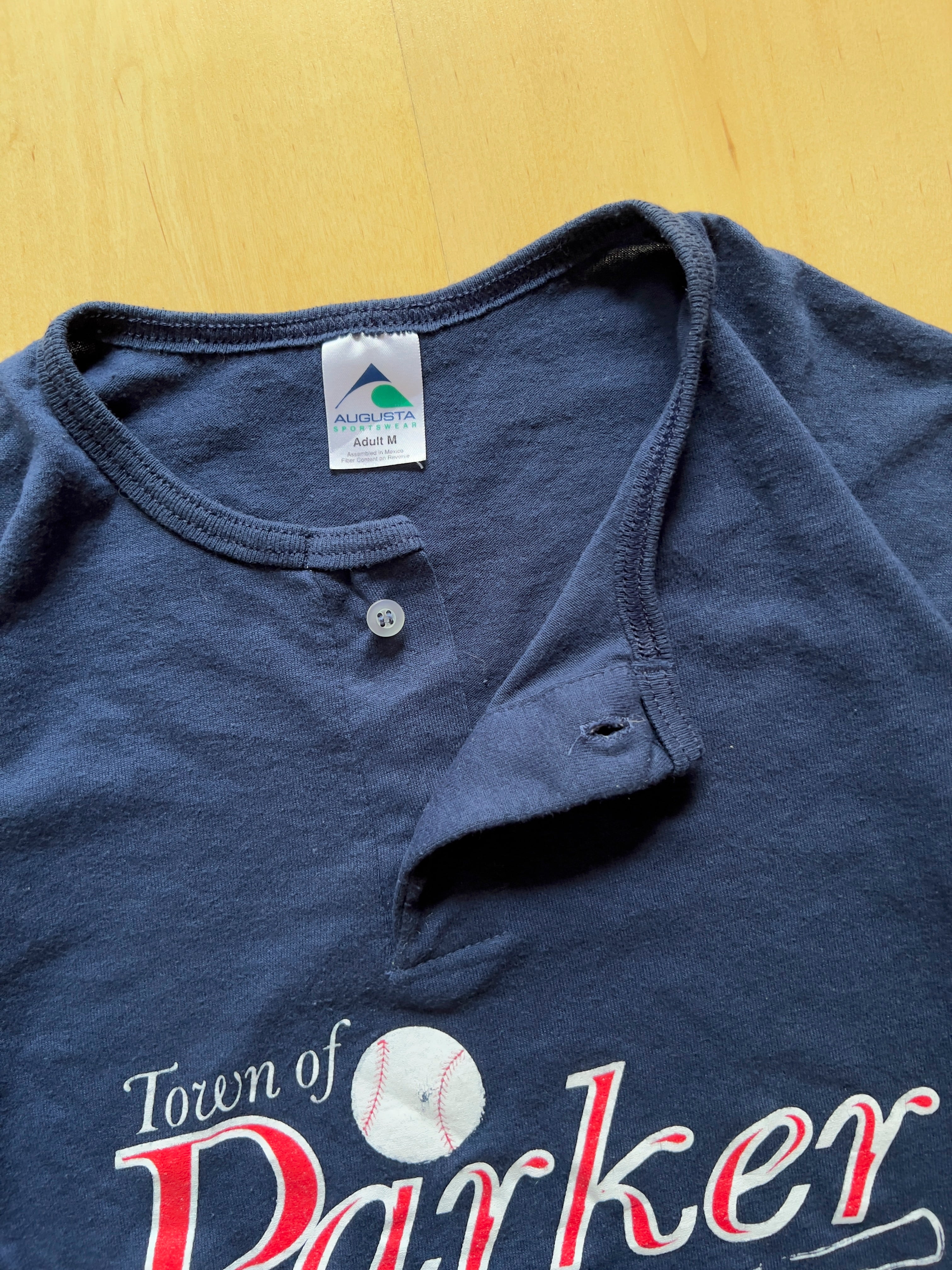 BLUE 'TOWN OF PARKER BASEBALL' HENLEY - S/M AT JIM'S