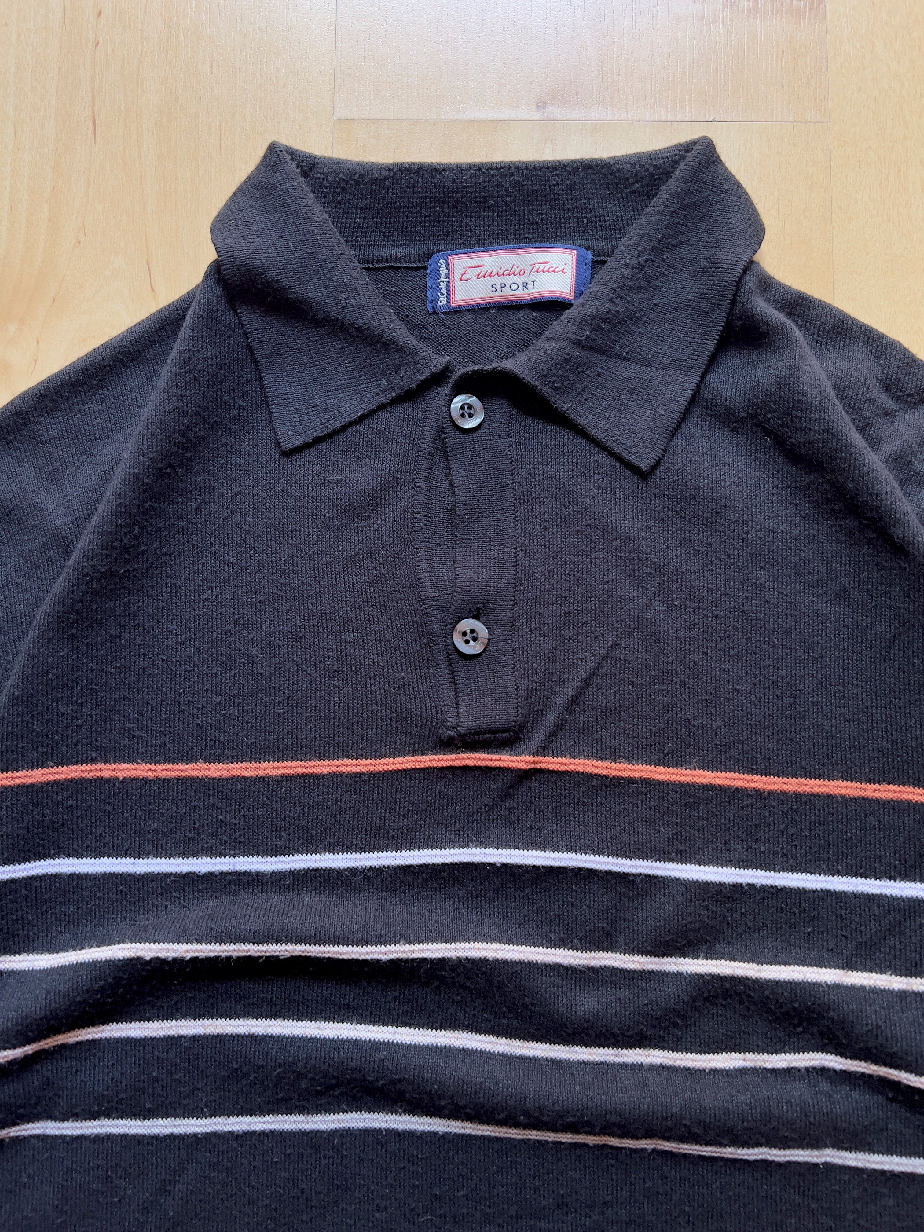 BLACK STRIPED POLO - M AT JIM'S