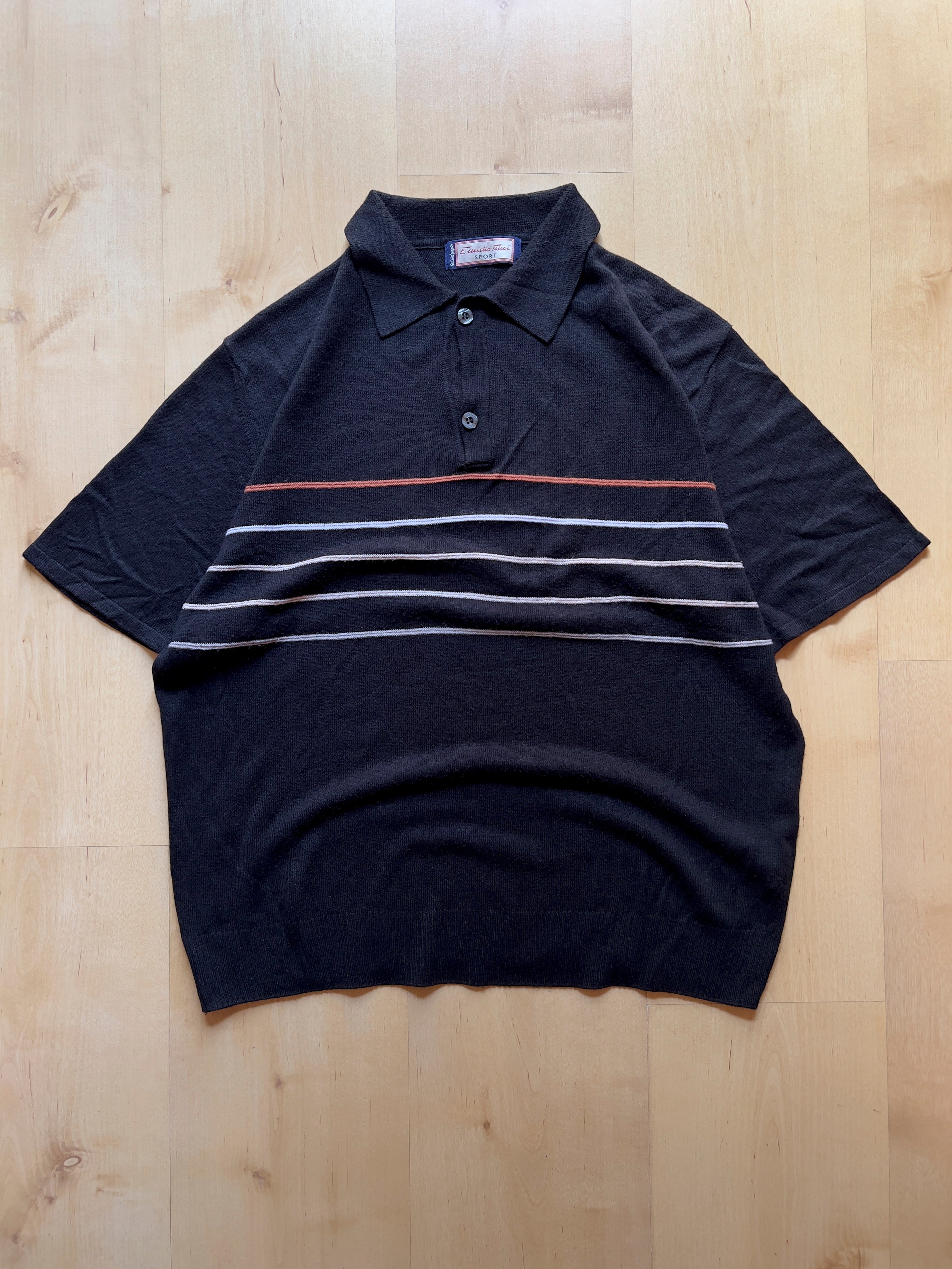 BLACK STRIPED POLO - M AT JIM'S