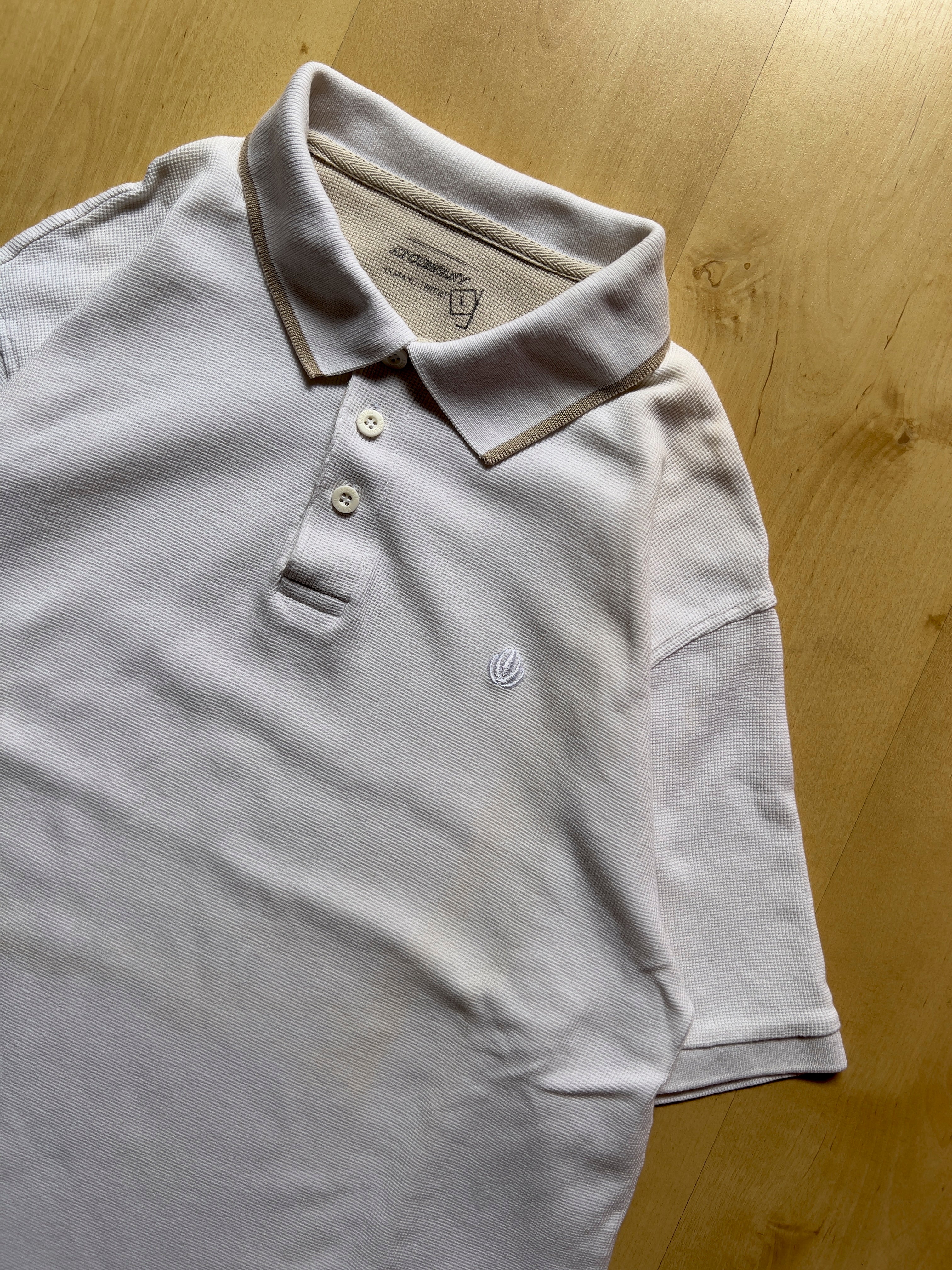 WHITE WAFFLE POLO - L AT JIM'S