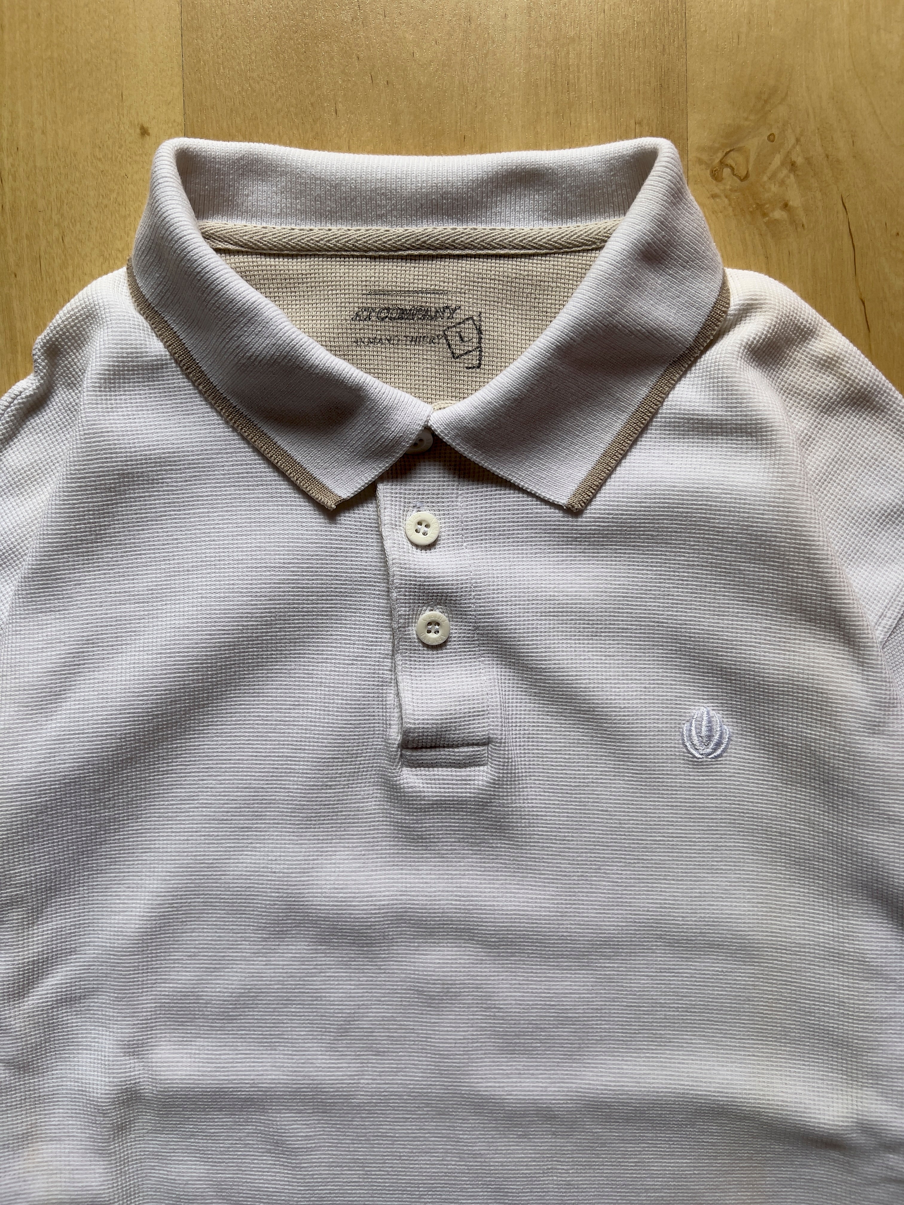 WHITE WAFFLE POLO - L AT JIM'S