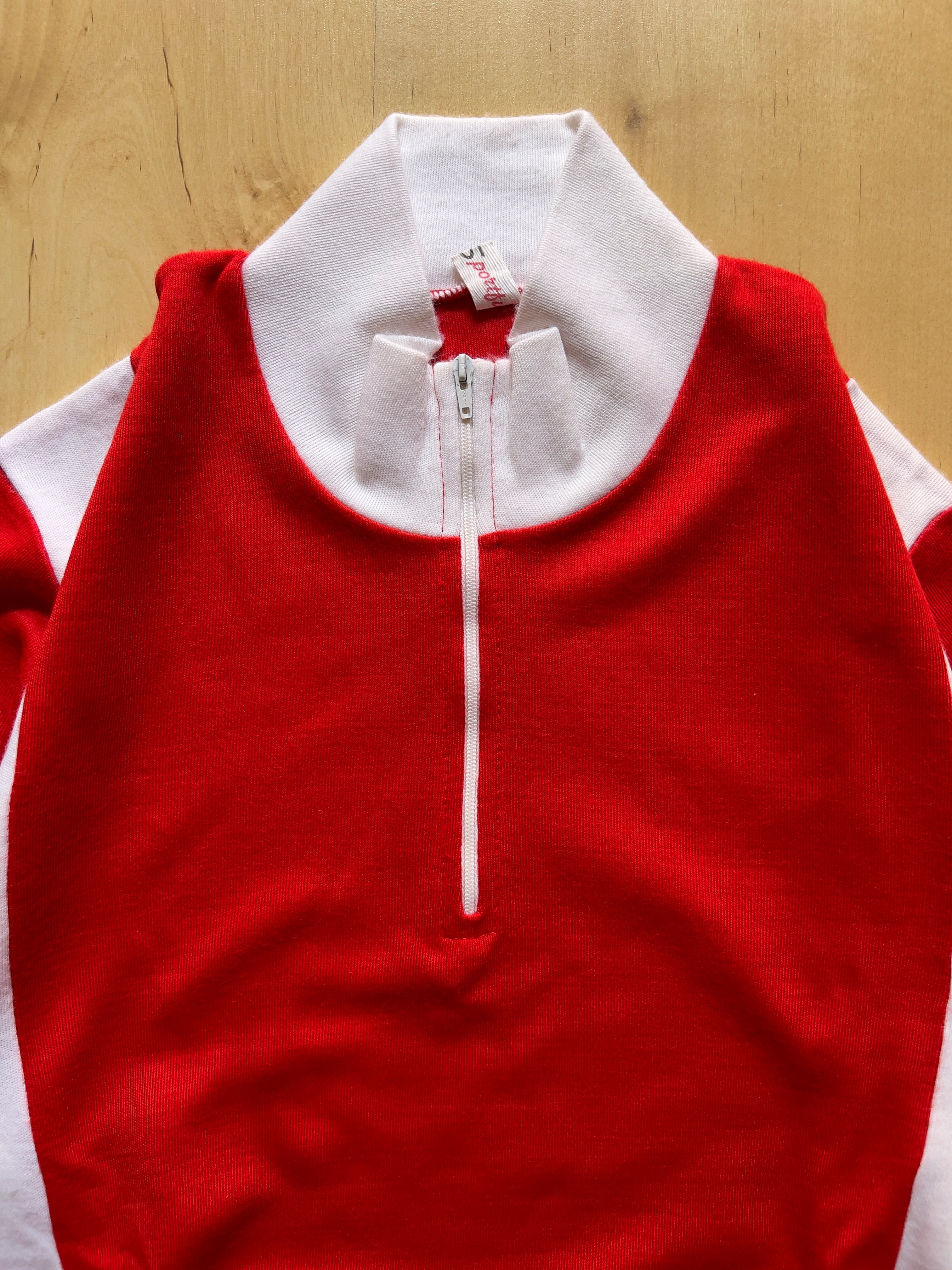 RED/WHITE HALF ZIP UP - S AT JIM'S