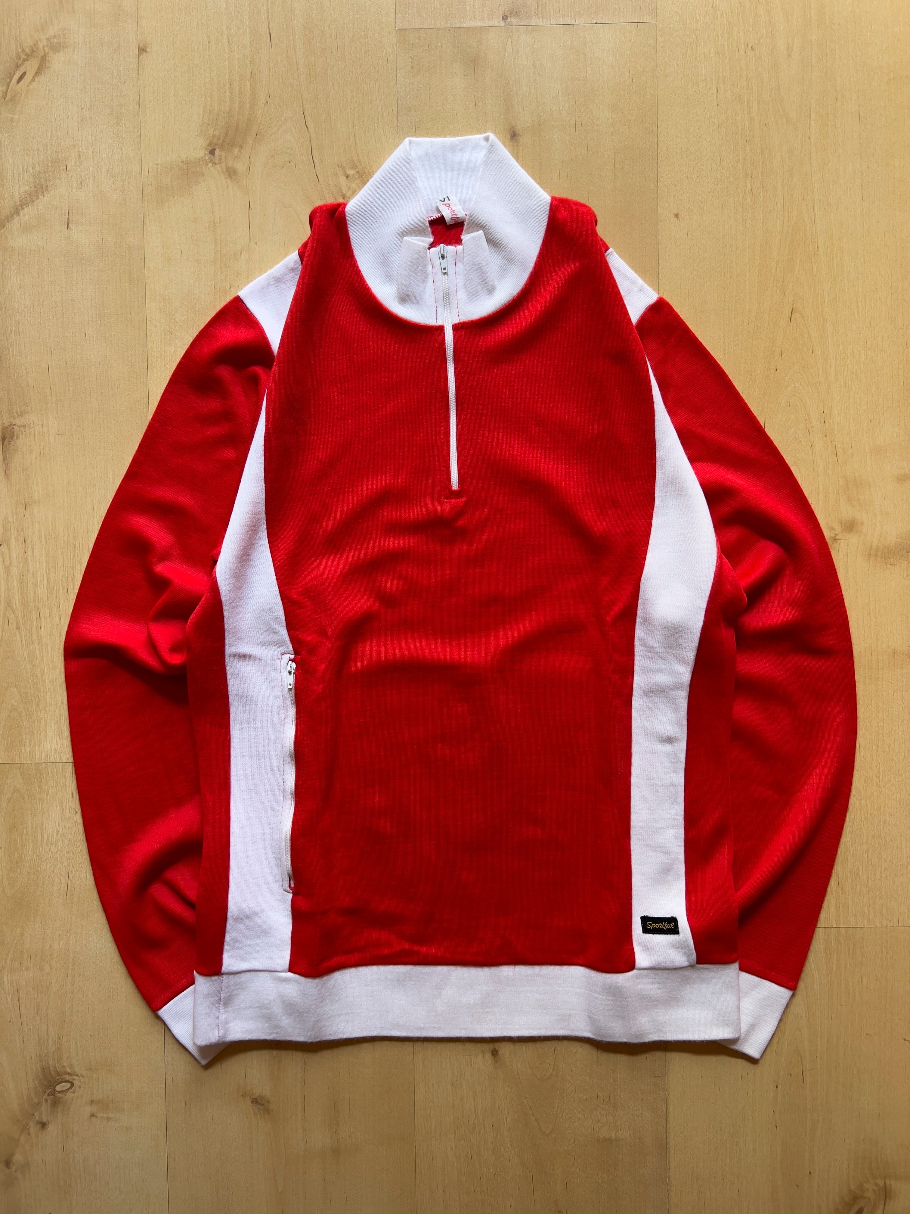 RED/WHITE HALF ZIP UP - S AT JIM'S