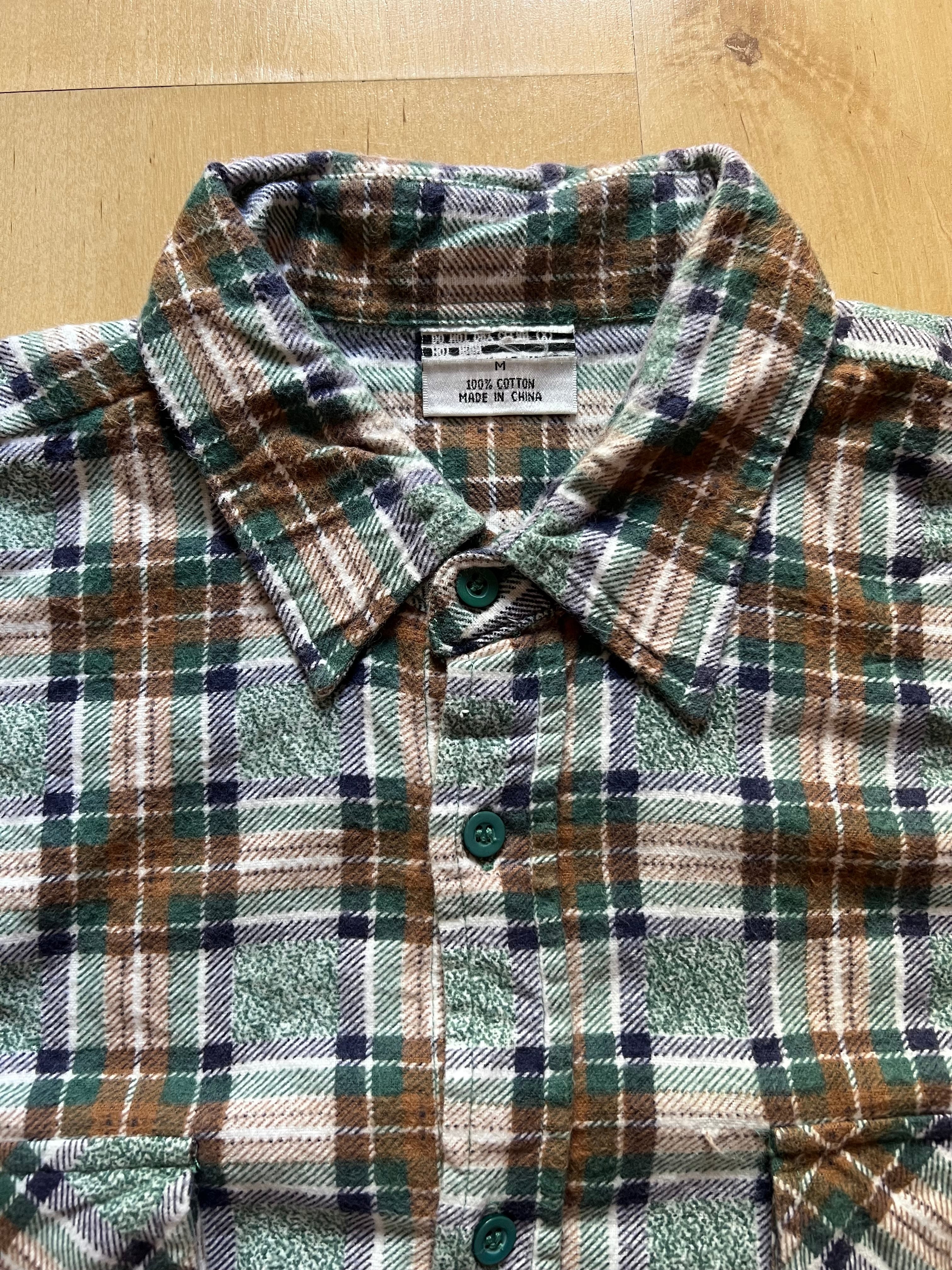 GREEN/BROWN PLAID FLANNEL - M/L AT JIM'S