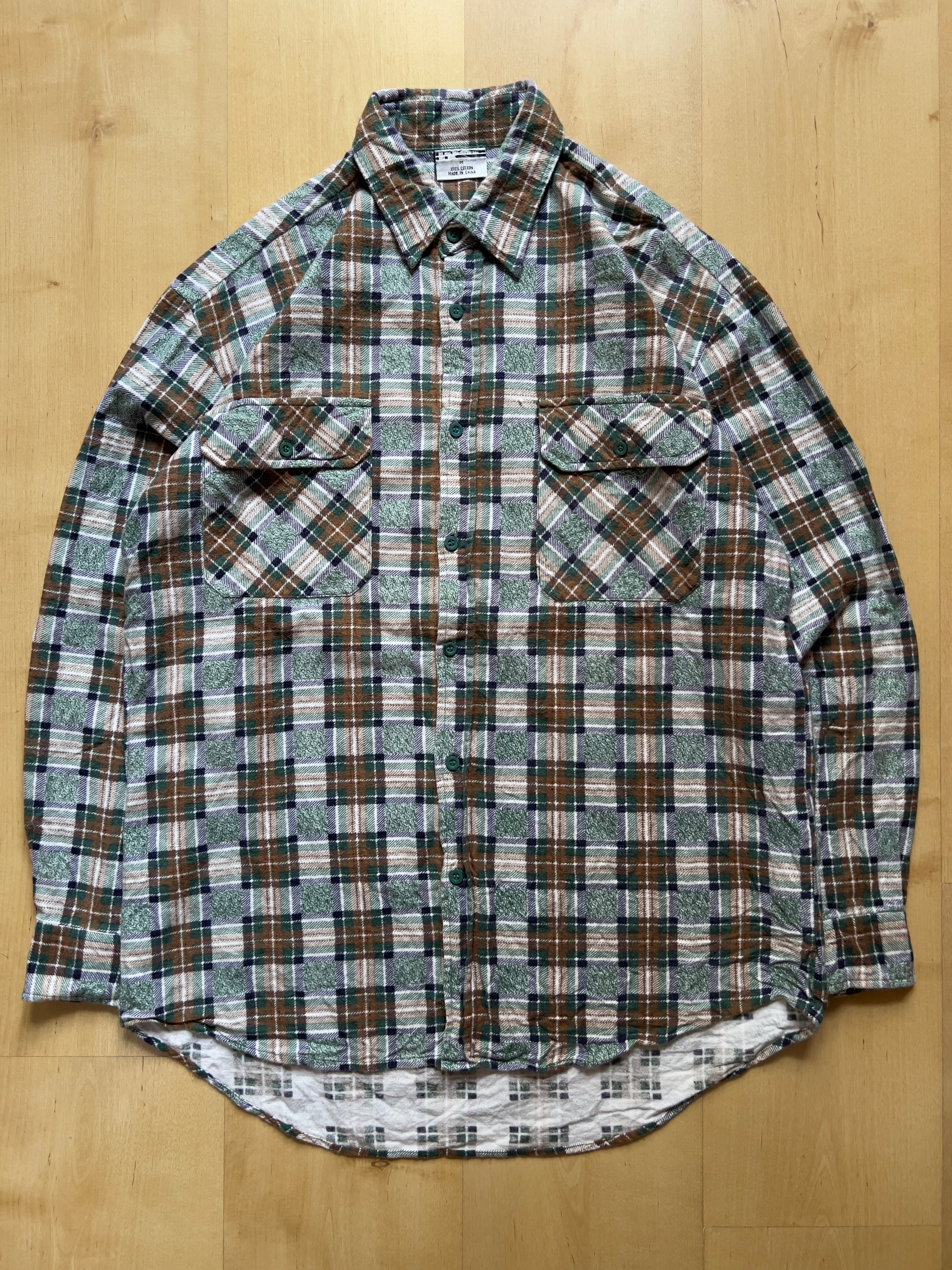 GREEN/BROWN PLAID FLANNEL - M/L AT JIM'S