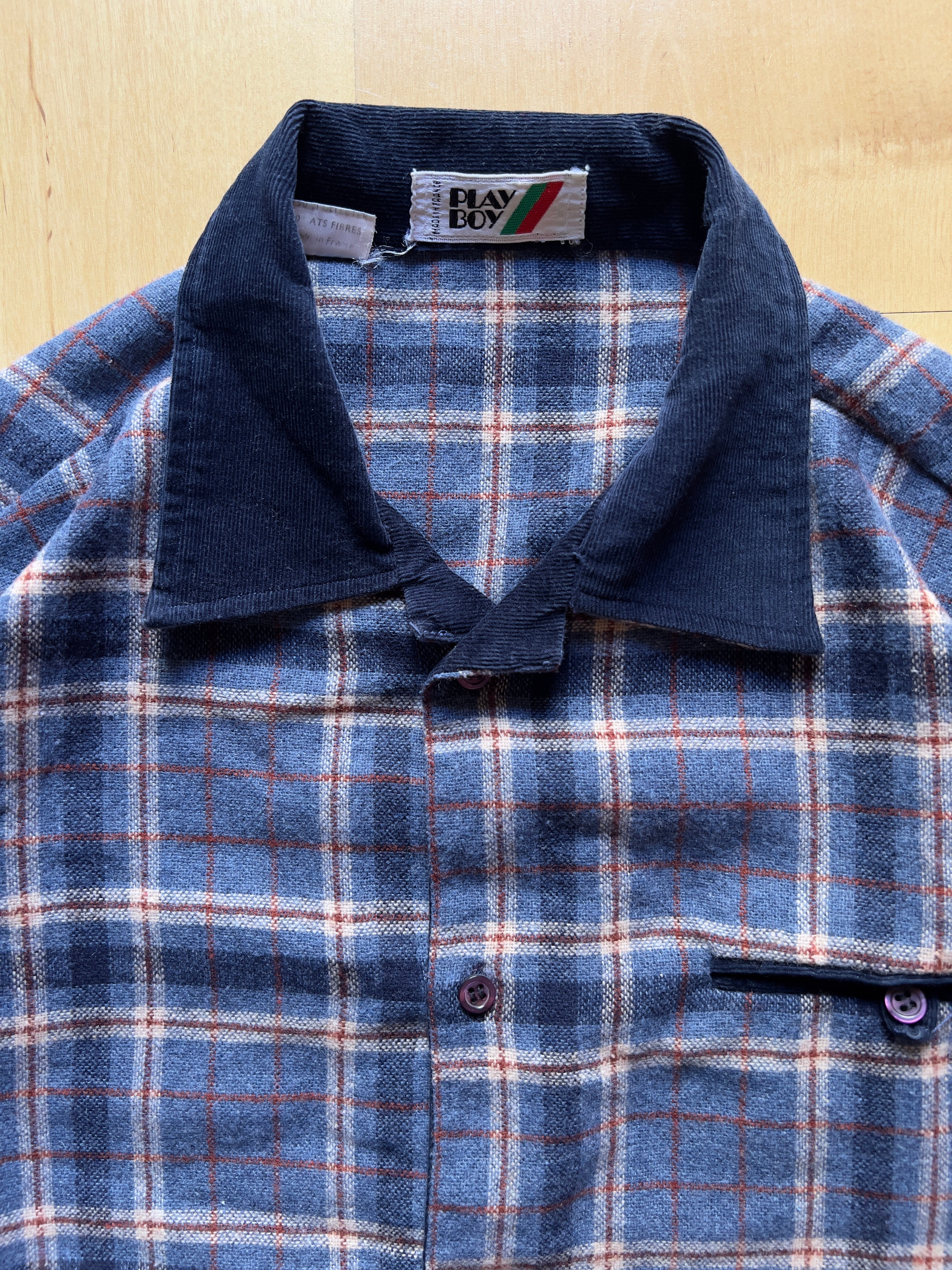NAVY PLAY BOY PLAID FLANNEL - M AT JIM'S