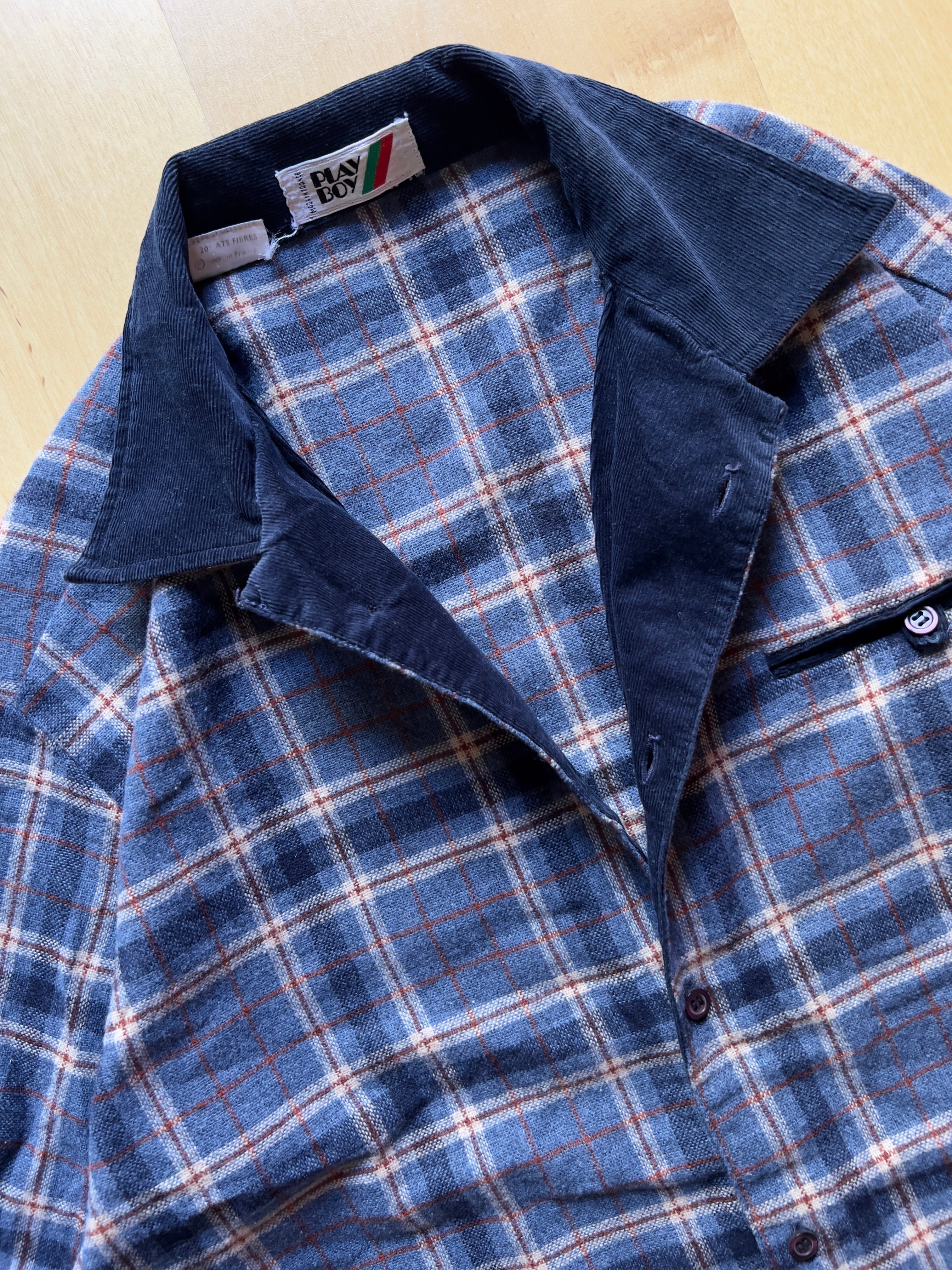 NAVY PLAY BOY PLAID FLANNEL - M AT JIM'S